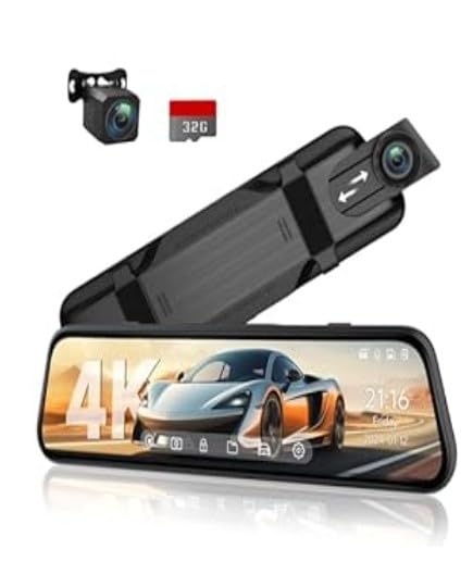 Veement VT10 4K Mirror Dash Cam Front and Rear, 10