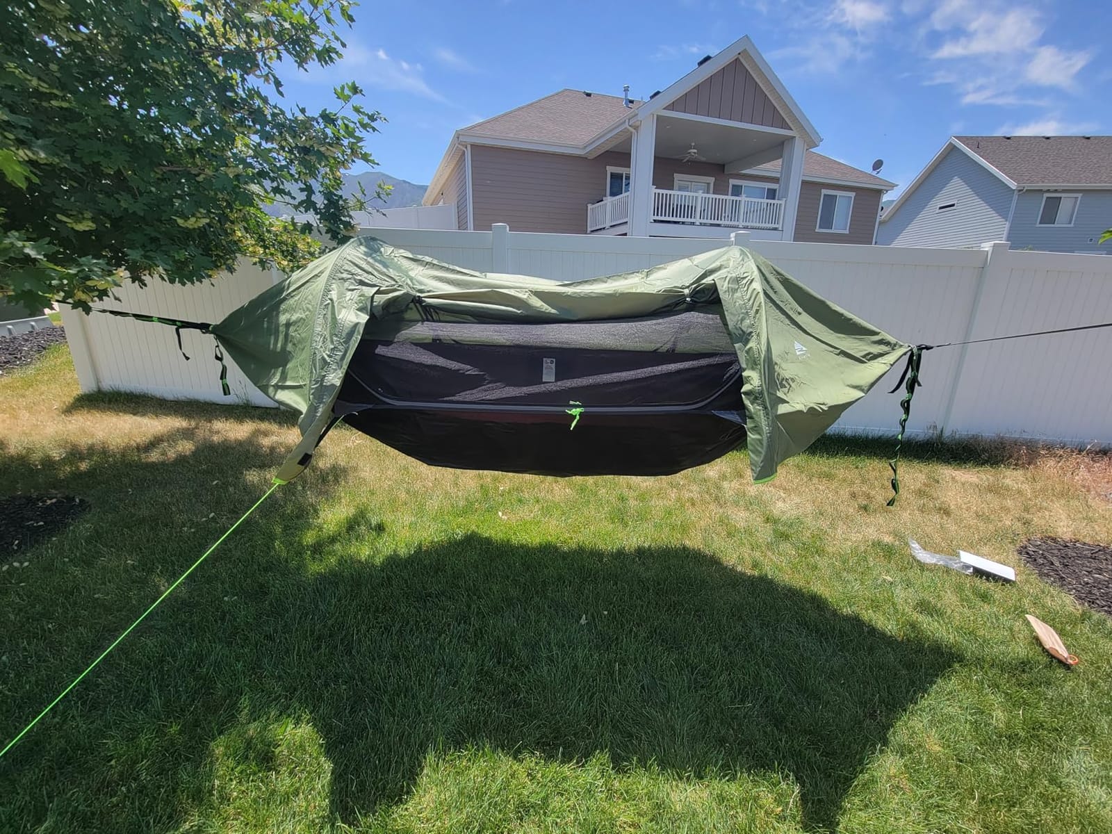 Camping Hammock Tent with Mosquito Net & RainFly, 3 in 1 Waterproof Lightweight Portable Sleeping Hammock Bug, Travel Outdoor Gear with Tree Strap Swing, for Hiking Patio Expedition customer photo 1