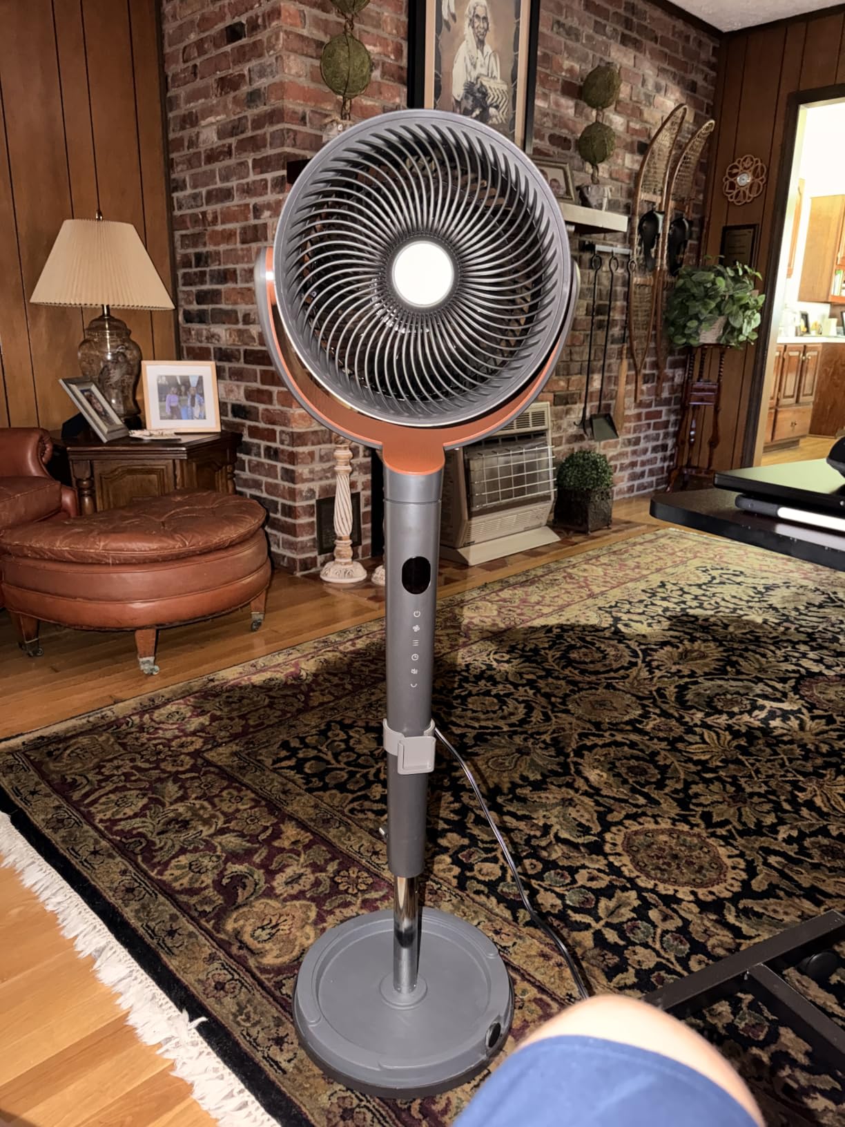 DREO Fan for Bedroom, 120° Oscillating Standing Fans, Quiet Floor Fan with DC Motor, 100ft Pedestal Fans for Room, 9 Speeds, 4 modes, 120° Manual Vertical, 37-42