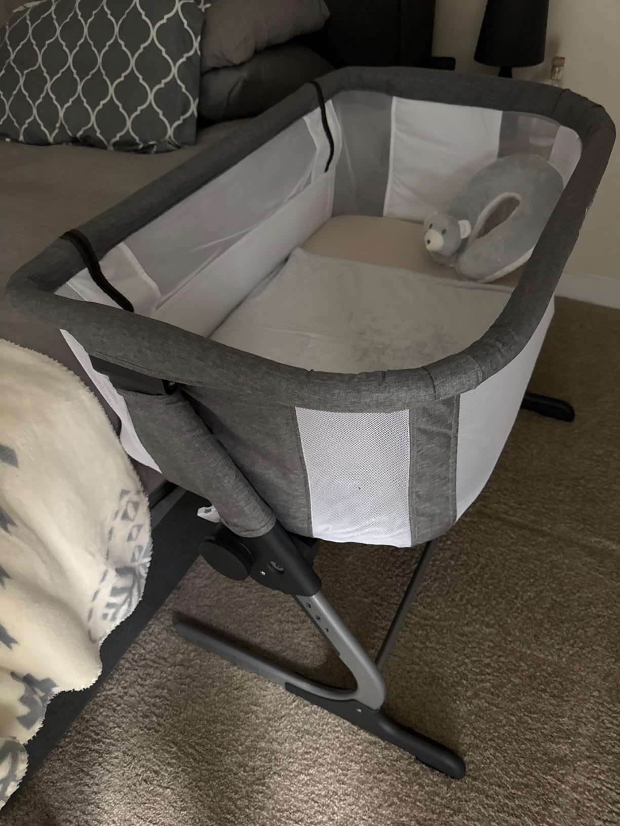 Baby Delight Beside Me Dreamer Bassinet, Organic Mocha | 6-Position Height Adjustment, Mesh Wall for Air Flow & Visibility, Zip Down Beside Panel, 100% GOTS Certified Organic Cotton customer photo 1