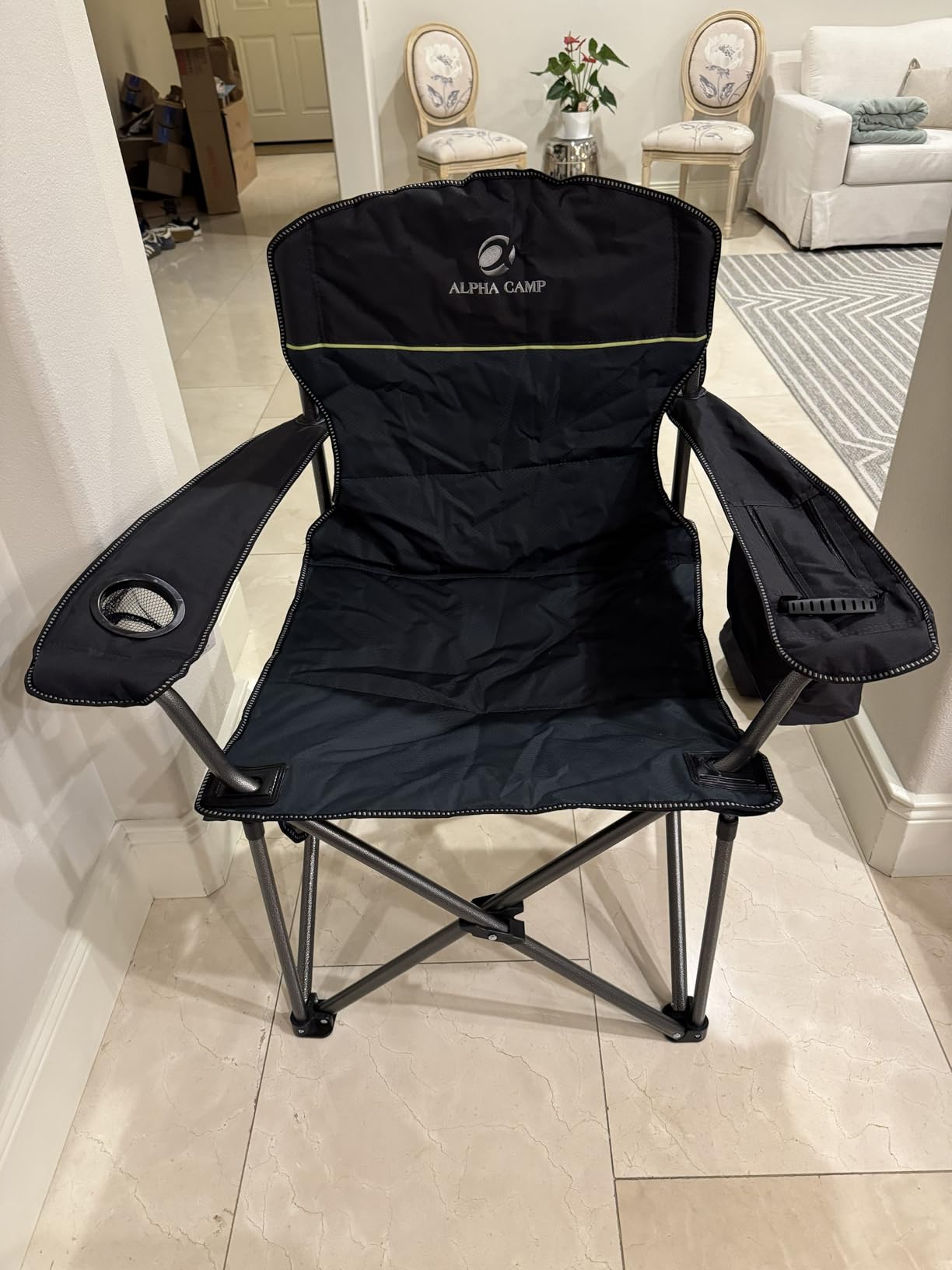 LET'S CAMP Folding Camping Chair Oversized Heavy Duty Padded Outdoor Chair with Cup Holder Storage and Cooler Bag, 450 LBS Weight Capacity, Thicken 600D Oxford, 2 Pack customer photo 2