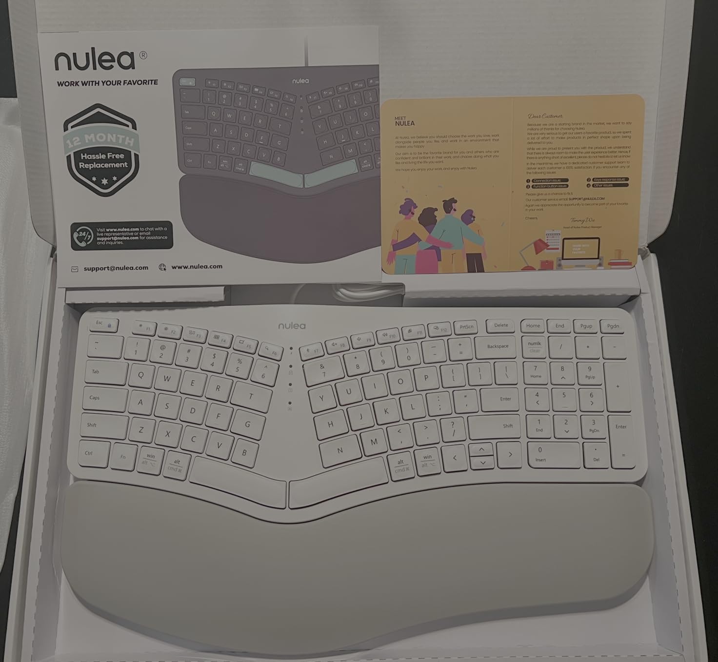 Nulea Ergonomic Split Keyboard Wired with Wrist Rest and USB-C Connection | Plug and Play Keyboard with Adjustable Tilt Legs, Natural Typing Design, Comfortable Support for Windows, Mac and PC customer photo 2