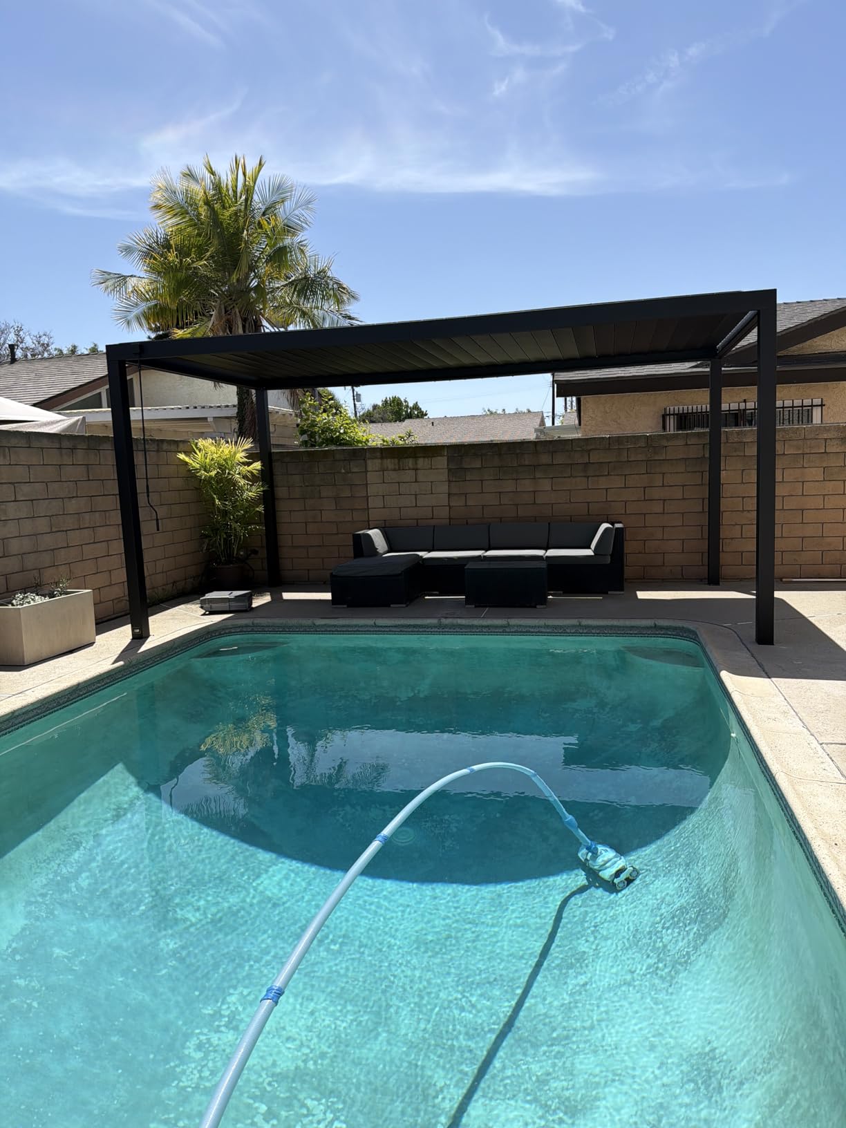 Backyard Discovery Sarasota 14' x 10' Galvanized Steel Louvered Pergola Kit with Adjustable Roof, Shade, Rain Protection, High-Wind Rating, Gutter System for Outdoor Patio, Garden, Deck, Entertaining customer photo 1