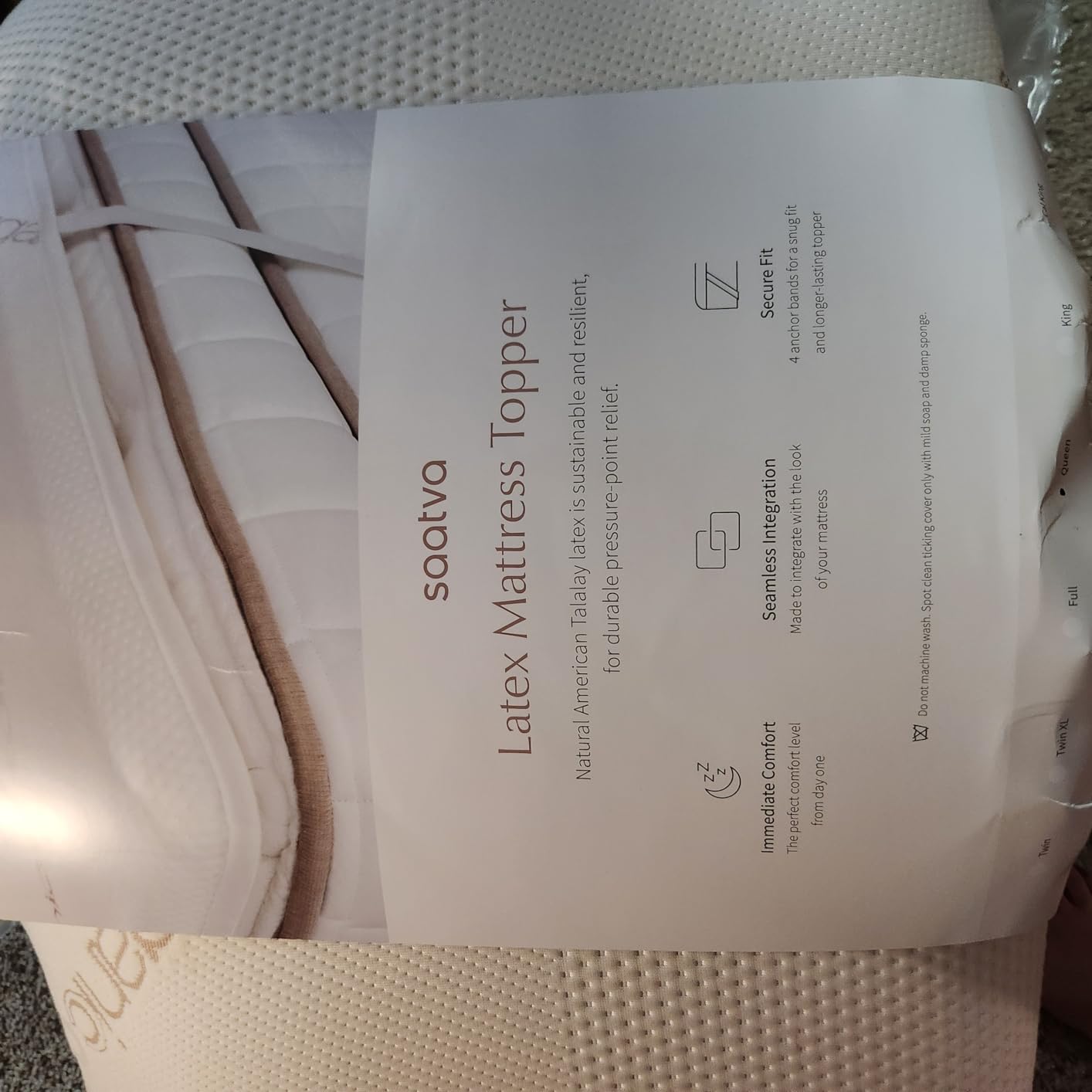 Saatva Natural Latex Premium Mattress Topper, 1.5 inch of Hypoallergenic Foam, Made with Natural Latex Foam, Breathable Comfort and Durable, Responsive Support, Queen Size customer photo 1