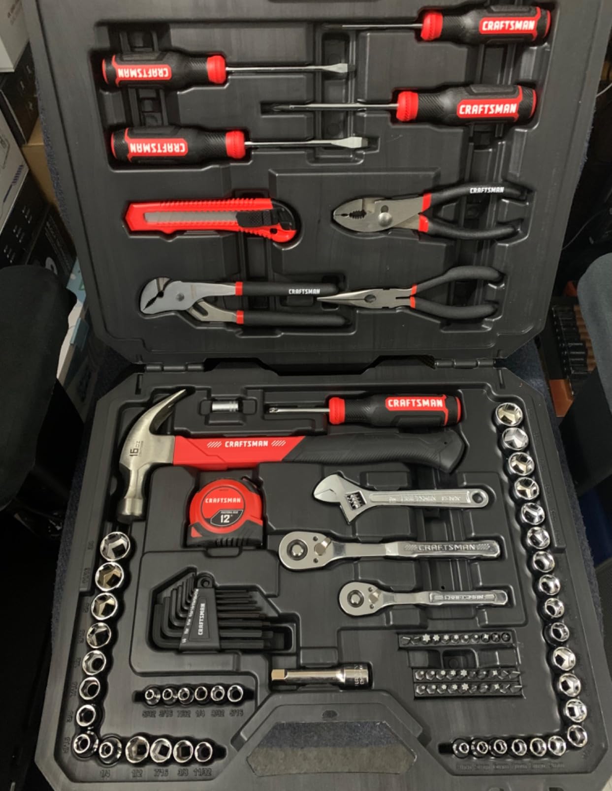 CRAFTSMAN 102-Piece Tool Kit for Home and Car, Durable Hand Tools Set with SAE and Metric Socket Set, Screwdrivers, Wrench, Hammer, Pliers, Knife, Hex Keys, Specialty Bits, Tape Measure (CMMT99449) customer photo 2