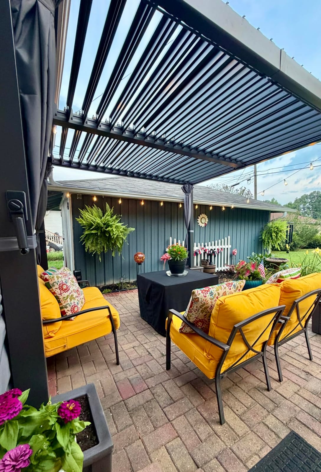 Aoxun Louvered Pergola 12x20 All-Aluminum, Waterproof Curtains and Netting | Outdoor Gazebo with 2 Independent Adjustable Roofs, Integrated Drainage System customer photo 1