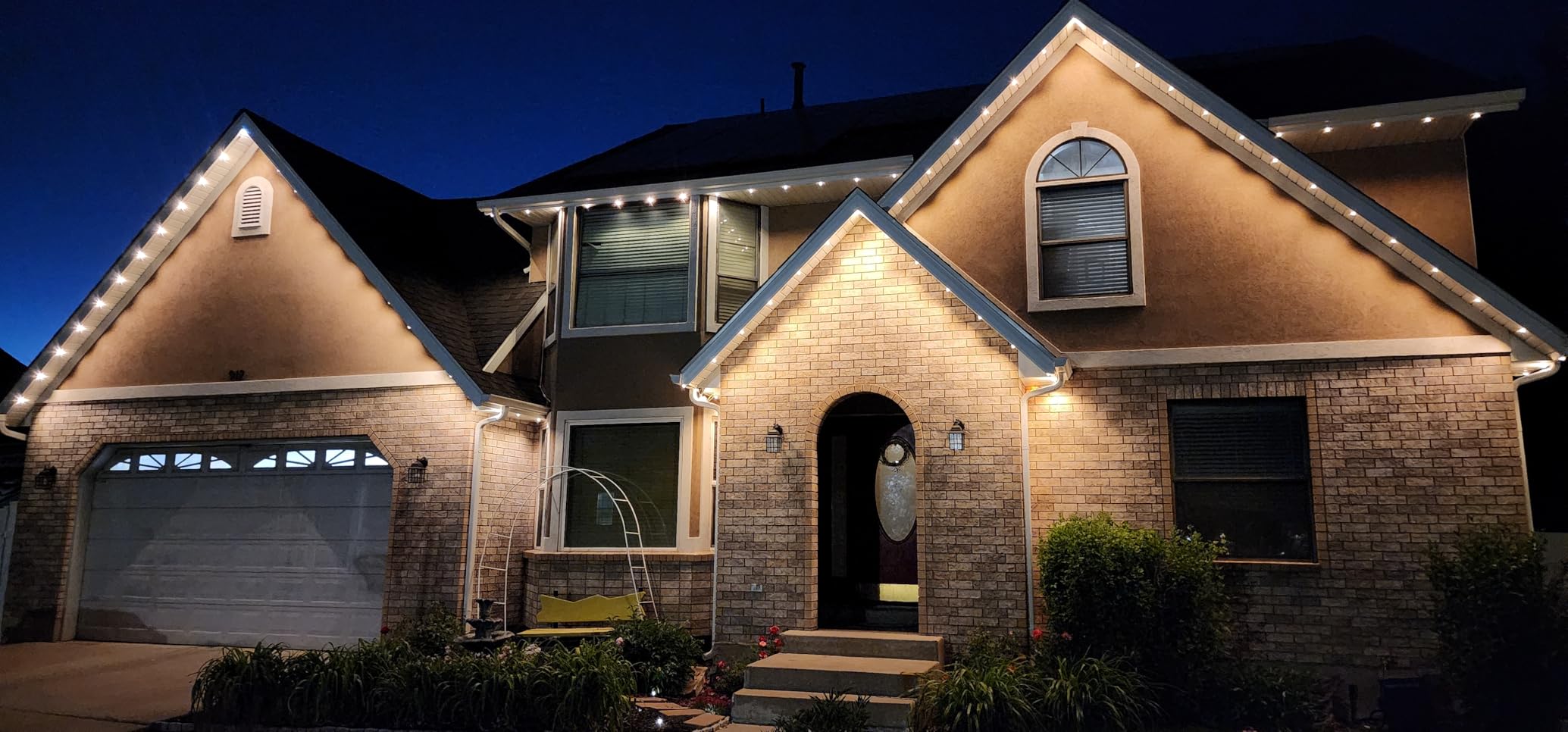 Enbrighten Eternity Permanent Outdoor Lights, 100ft, 72 Lights, Smart | White Cord, RGBWIC LEDs, Weatherproof, Cuttable, Link to 200ft, Christmas, App Control, Works with Alexa & Google Home customer photo 1