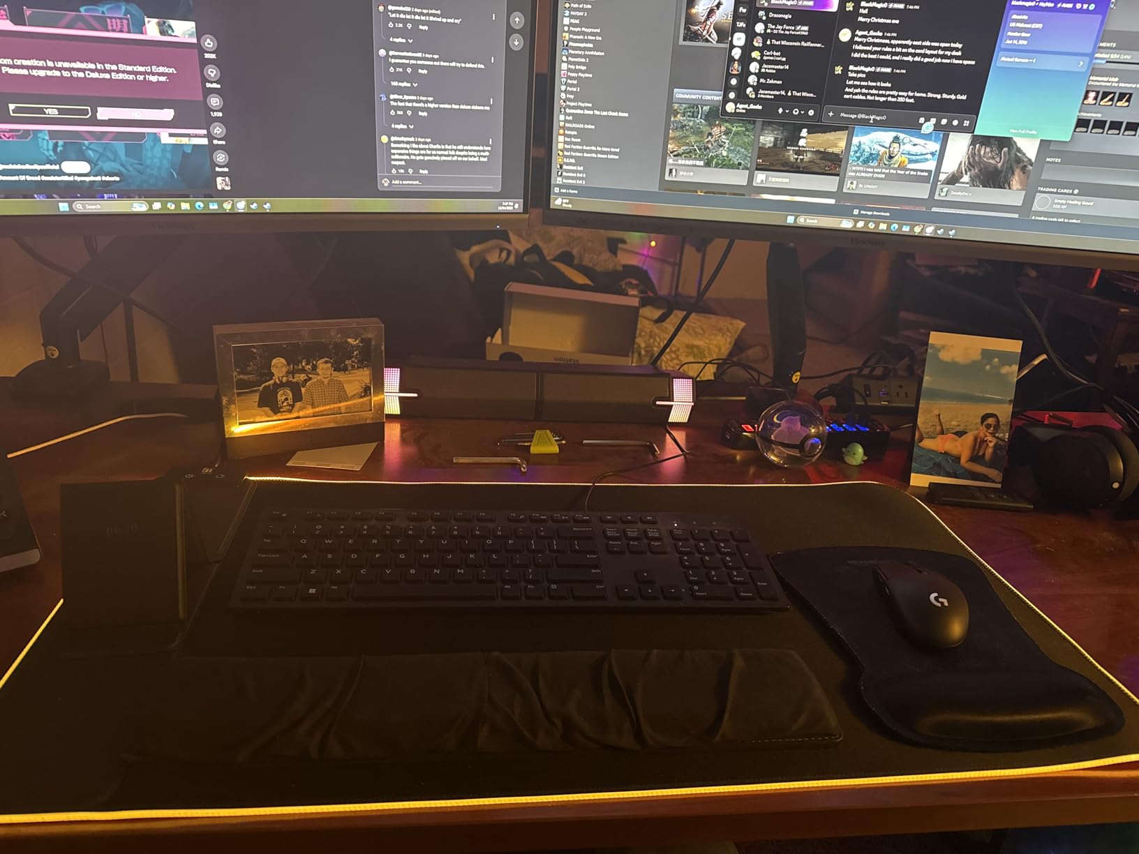 Wireless Charging Mouse Pad with Phone Stand, 31.5 x 15.8 in | Key-controlled lighting with multiple colors and effects; foldable viewing support; smooth cloth and stable rubber backing. customer photo 1