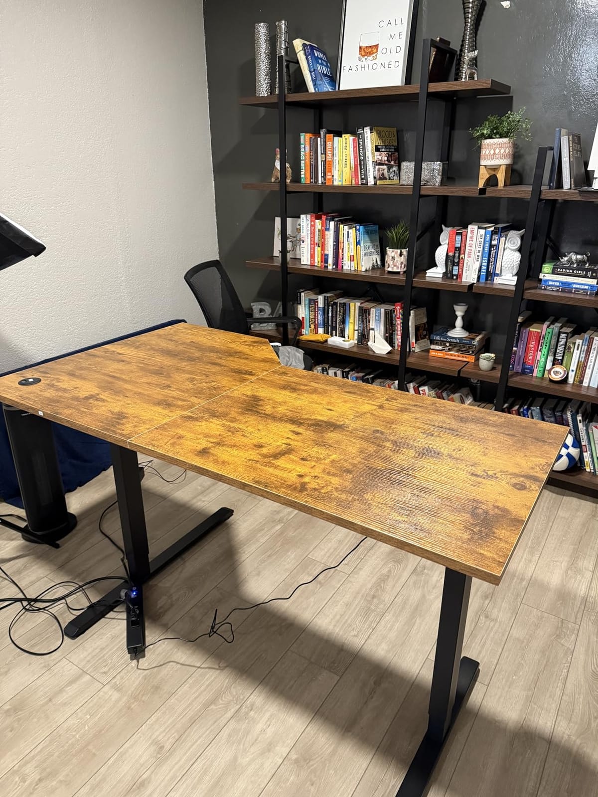 Agilestic 55 x 32 Inch Corner L Shaped Electric Standing Desk, Rustic Brown | Electric Height Adjustable, L-shape Workspace, Sturdy Steel Frame, Memory Preset, Hooks, 154 lbs, Easy Assembly, Splice Board customer photo 2