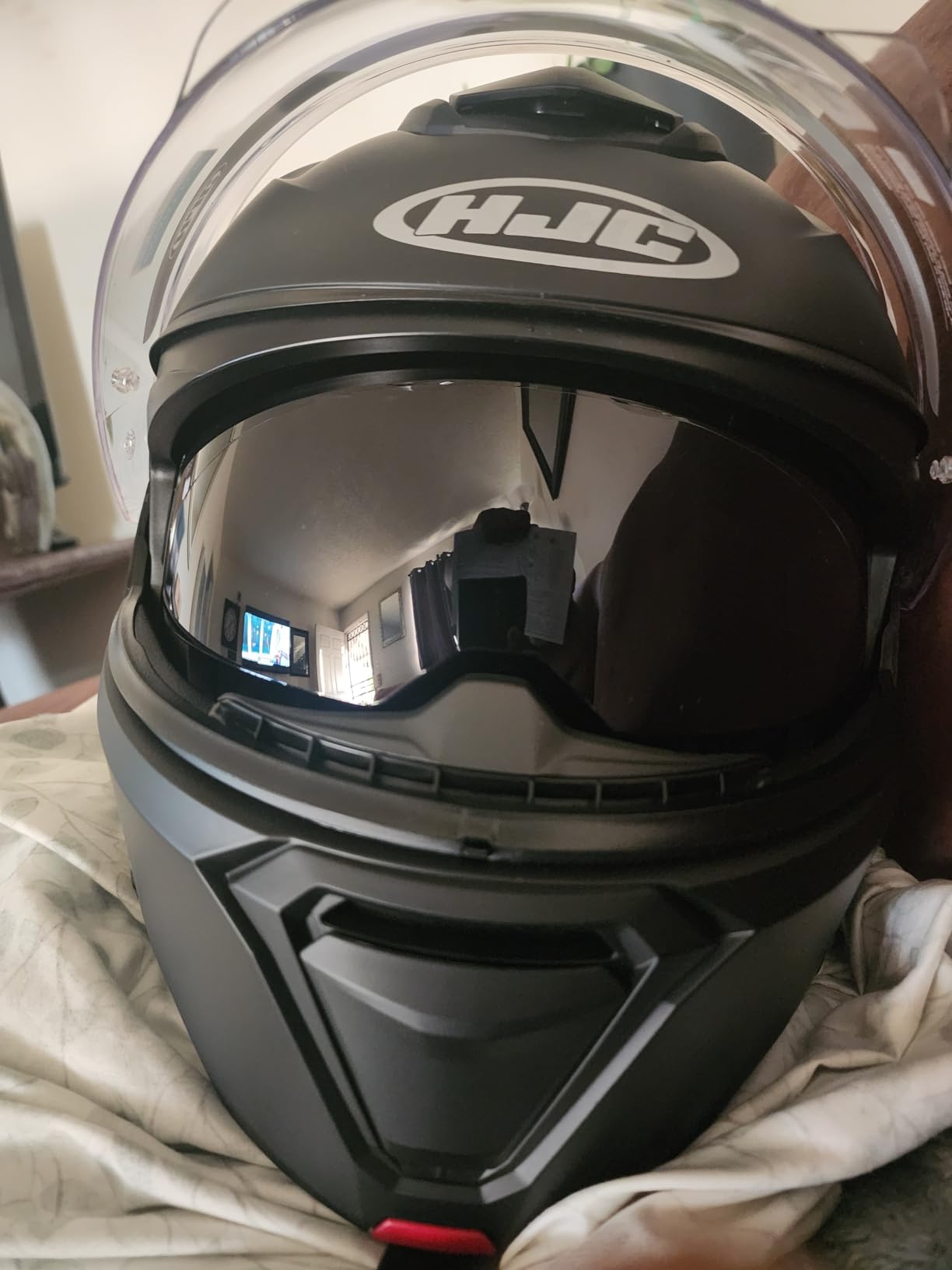 HJC i91 Solid Modular Motorcycle Helmet with HJ-33 Pinlock Shield, DOT Approved (Semi Flat Black, Medium) customer photo 1