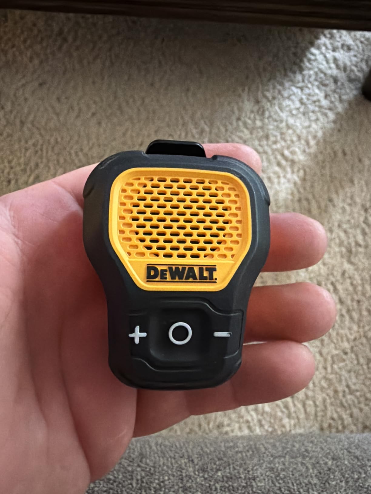 DEWALT Wearable Bluetooth Speaker, Clip-On Wireless Jobsite Pro, Water-Resistant Portable Speaker with Built-in Mic customer photo 1