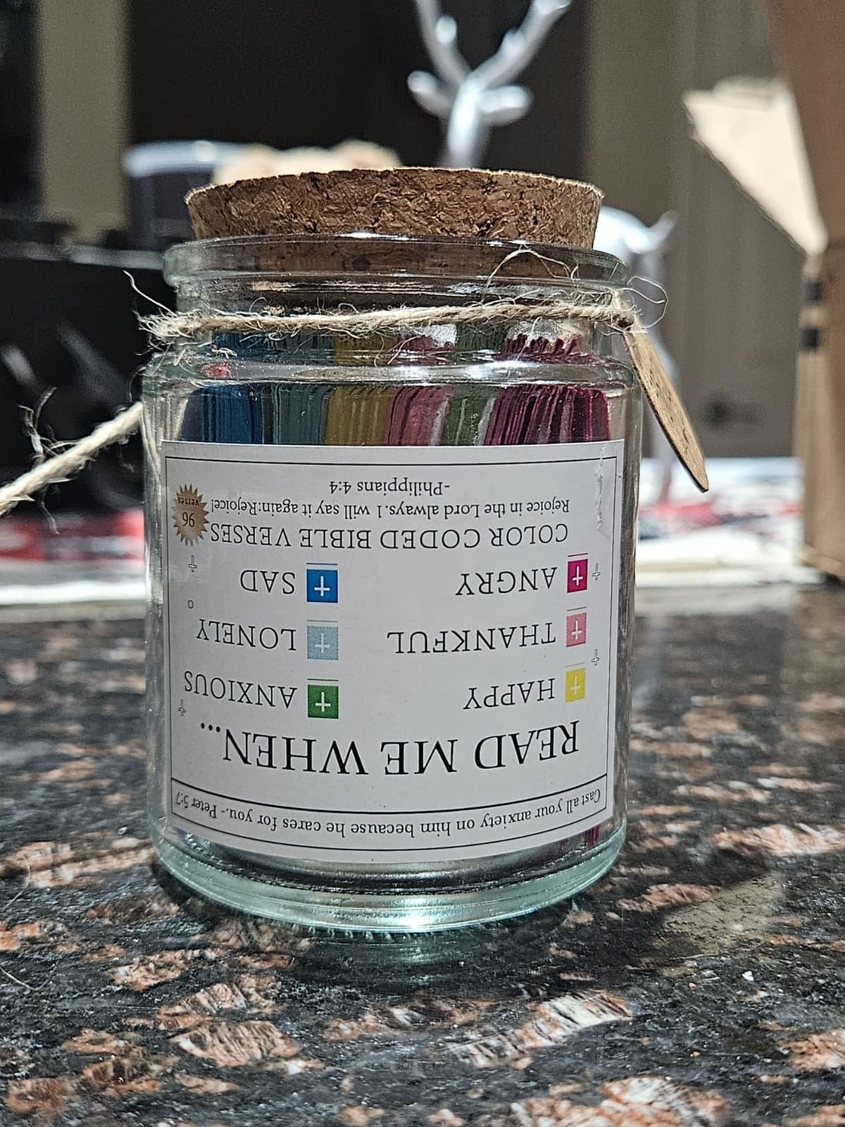 Bible Verse Jar, Read Me When Bible Verses Jar for Daily Encouragement - Christian Gifts for Women, Mothers Day Gift for Mom, Birthday Gifts, Graduation & Christmas Gift, Prayer Cards With Ribbon Bow customer photo 1