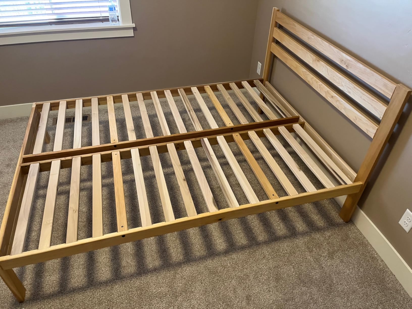 KD Frames Lexington Platform Bed - California King Bed Frame - Unfinished Wood Bed Frame - Natural, Minimalist Bed - Slatted Headboard - Easy Assembly, No Box Spring Needed customer photo 1