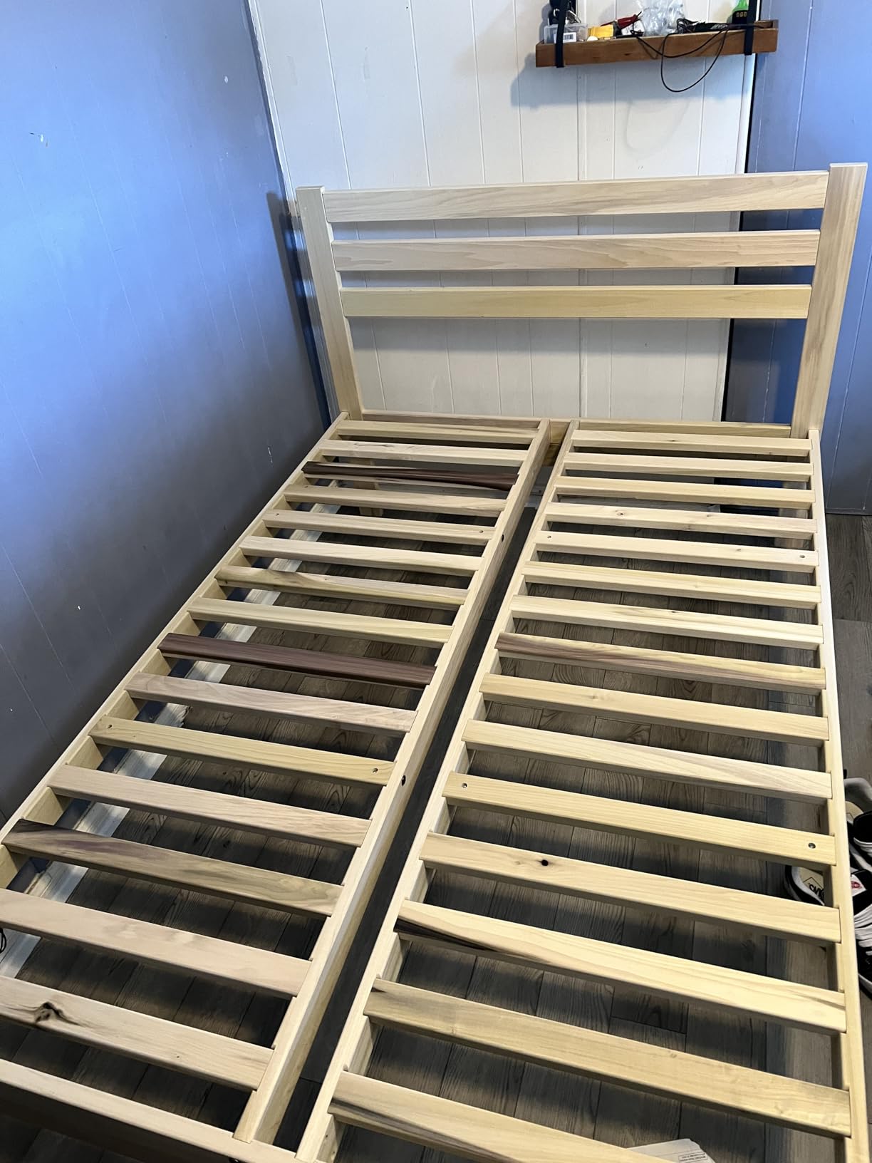KD Frames Lexington Platform Bed - California King Bed Frame - Unfinished Wood Bed Frame - Natural, Minimalist Bed - Slatted Headboard - Easy Assembly, No Box Spring Needed customer photo 2