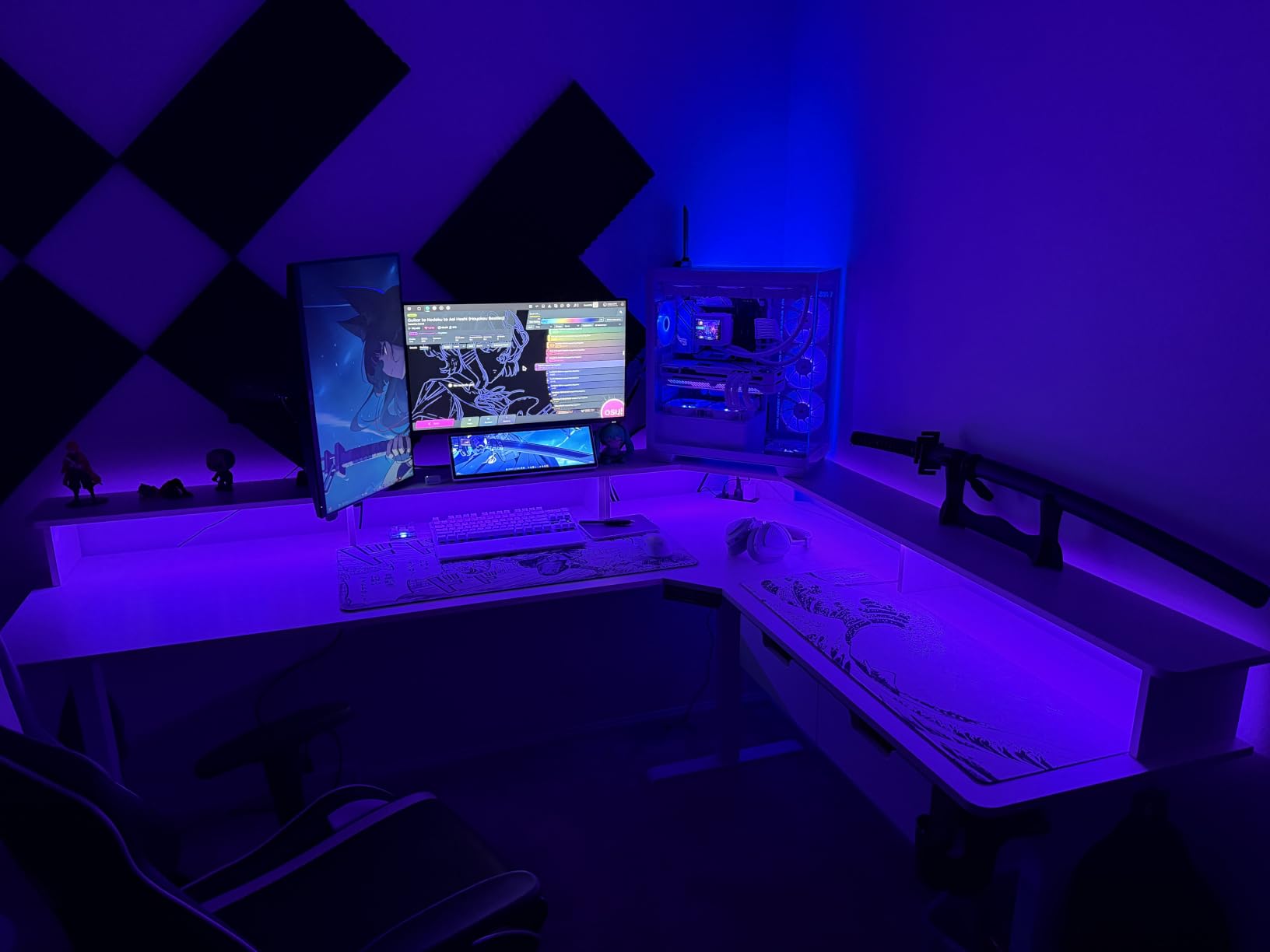 RedLemon 60 Inches L Shaped Electric Standing Desk, Dark Rustic Oak | Height Adjustable Corner Gaming Desk with Drawer, Keyboard Tray, Power Outlets & LED Lights, Computer Desk w/ Monitor Shelf customer photo 1
