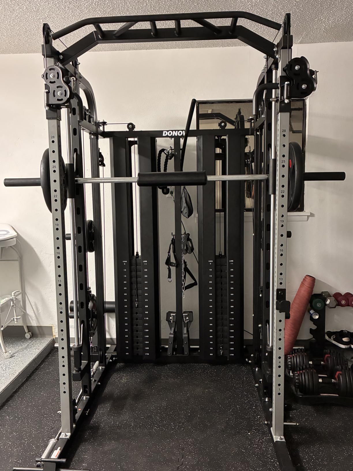 DONOW Smith Machine with Weight Stacks Home Gym System Cable Crossover - Multi Function, All in One, Heavy Duty, Lat Pulldown Bench, Hip Thrust Attachment, Smooth Smith Bar and Cable System customer photo 1