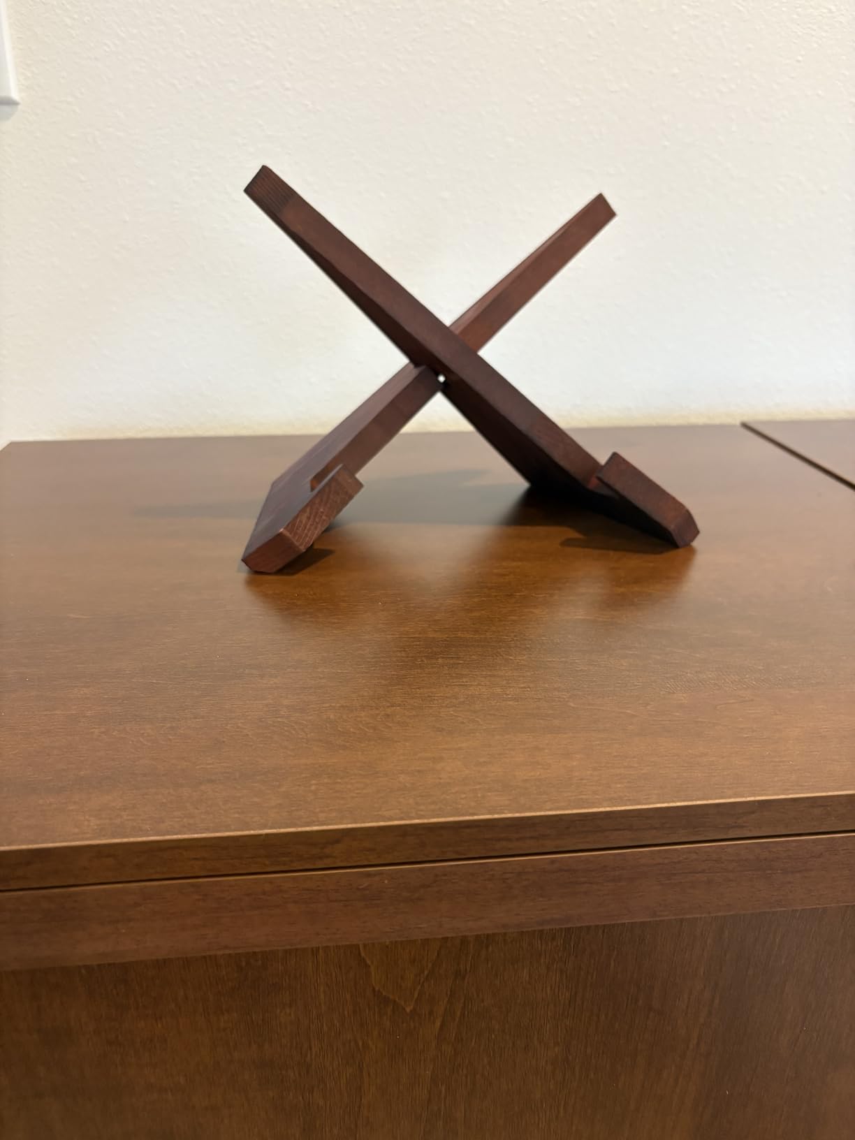 Now Playing Vinyl Record Stand, Wooden Display Vinyl Holder Stand | Retro Now Spinning Record Accessories - Rustic Brown customer photo 2