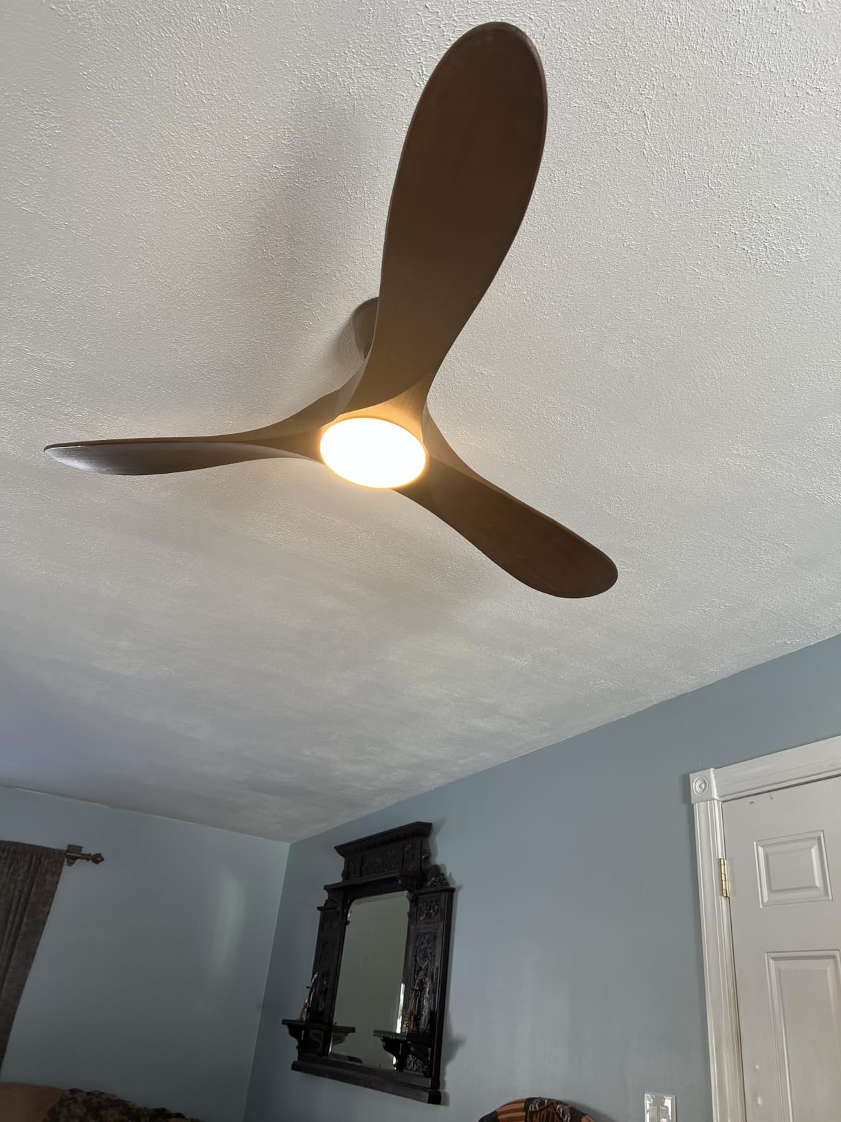 Haipeel 52 Inch Outdoor Ceiling Fan with Light and Remote, Solid Wood, Walnut Propeller, Damp Rated customer photo 2