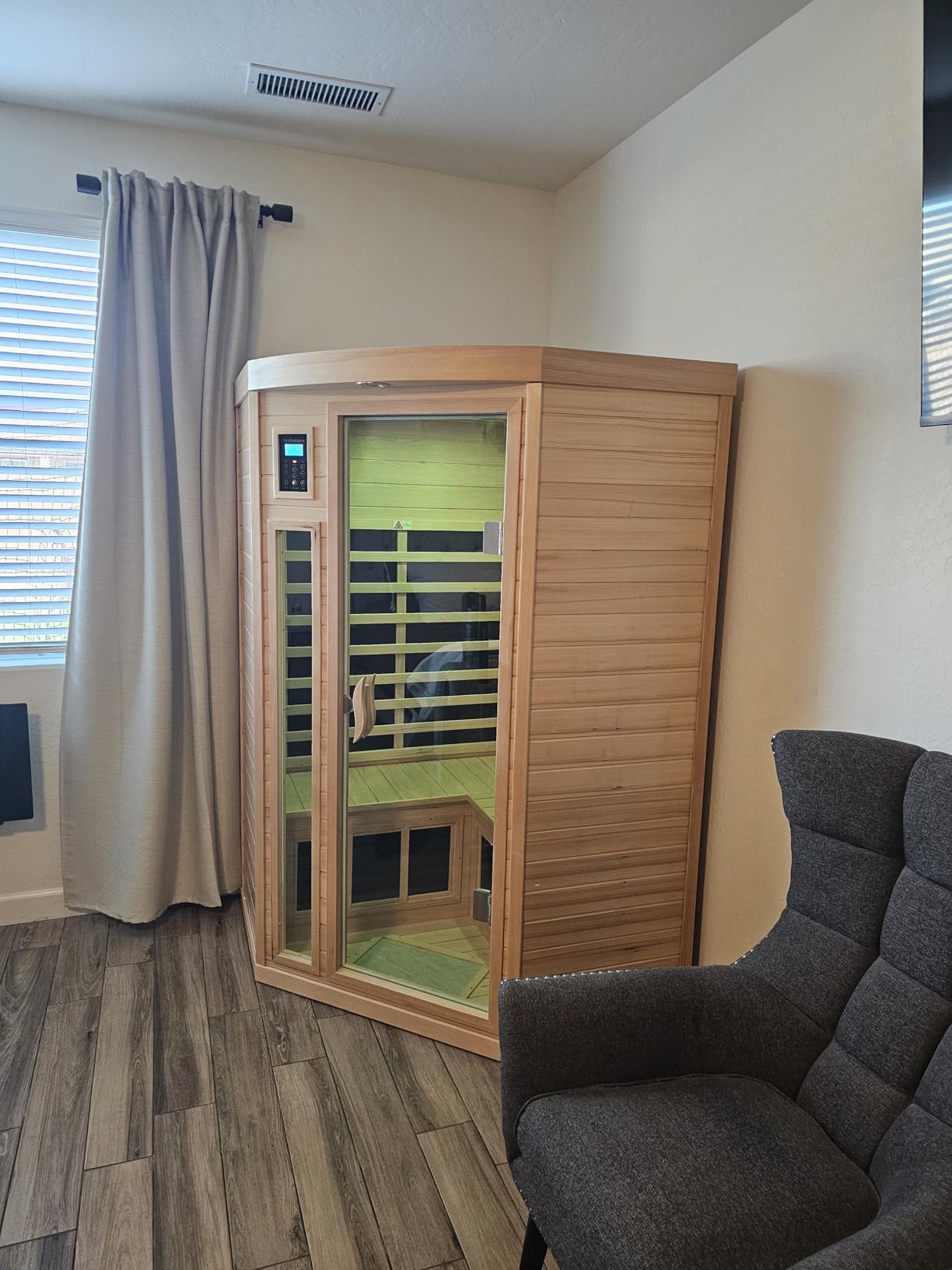 Full Spectrum Sauna, Outdoor Sauna 3 Person Infrared Sauna, Infrared Saunas for Home, 1950W 20A Low EMF Far Infrared Sauna Old Fir Wooden Sauna with Red Light Therapy, Reclining Seats customer photo 1