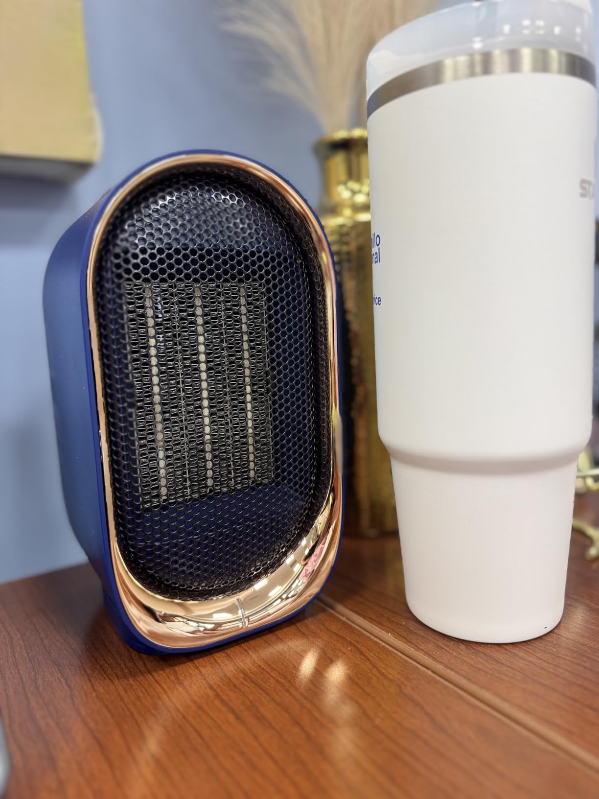 Space Heater, Portable Small Heaters for Indoor Use, Electric Desk Heater with Overheat and Tip-Over Protection, Mini Personal Heaters for Home Office Workspace, Blue customer photo 1