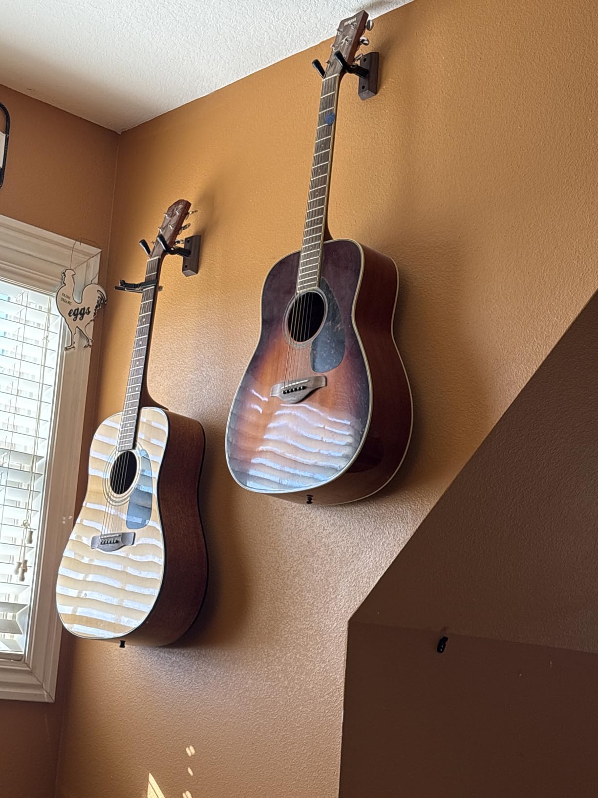 Guitar Wall Hanger 2 Pack U-Shaped Walnut Mount | Black walnut hardwood, auto-pivoting yoke, nitro-safe padding, 35 lb capacity customer photo 1