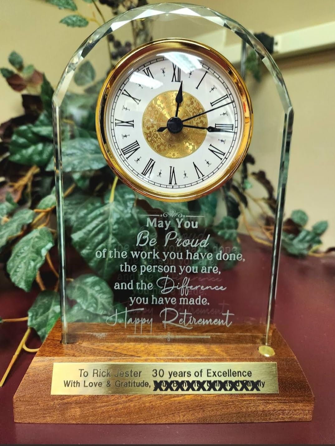 Retirement Crystal Clock Gifts for Women Men with Wooden Light Base | Happy Retirement 2026 Gifts for Boss Coworkers, Going Away Gift for Retired Friends customer photo 1