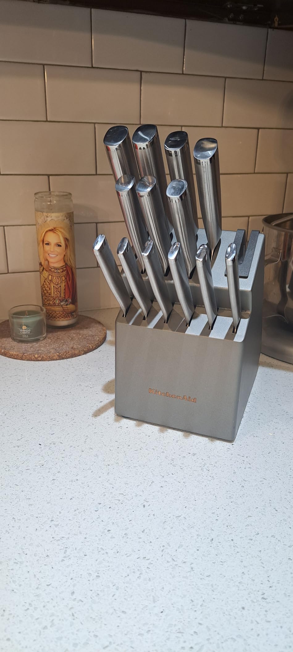 KitchenAid Gourmet Knife Block Set with Built-in Sharpener, 15-Piece, Stainless Steel customer photo 1