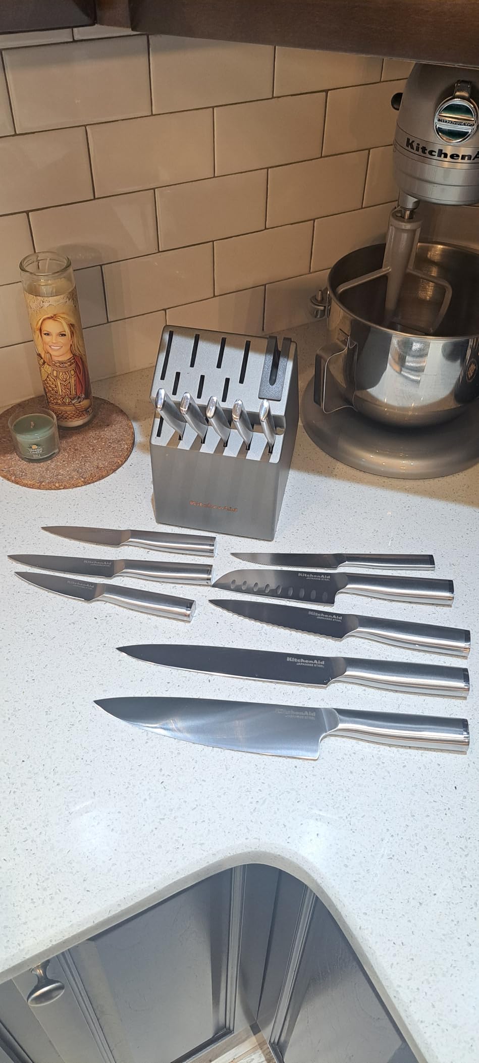 KitchenAid Gourmet Knife Block Set with Built-in Sharpener, 15-Piece, Stainless Steel customer photo 2