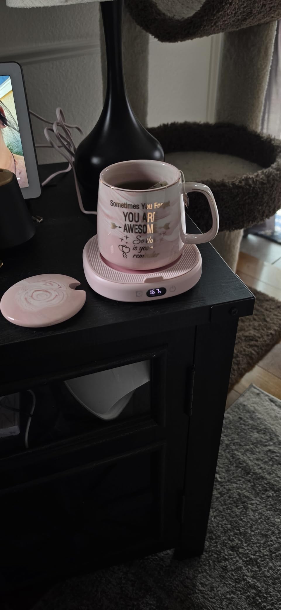 Coffee Mug Warmer & Best MOM Ever Mug Set, Electric Cup Warmer for Desk | Smart Beverage Warmer Plate for Coffee, Tea, 4 Temperature Setting, 8-Hours Auto Shut Off, 14oz Mug with Spoon & Lid Included customer photo 2