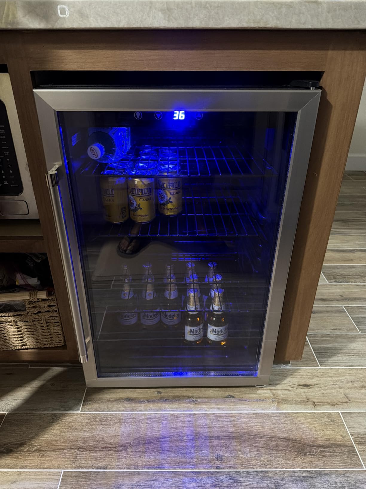 Electactic Wine Cooler 37 Bottle Freestanding Fridge with Stainless Steel Reversible Glass Door, 145 Can Beverage Refrigerator Quiet Compressor for Home Kitchen Bar, 4.5 Cu.ft Silver customer photo 1