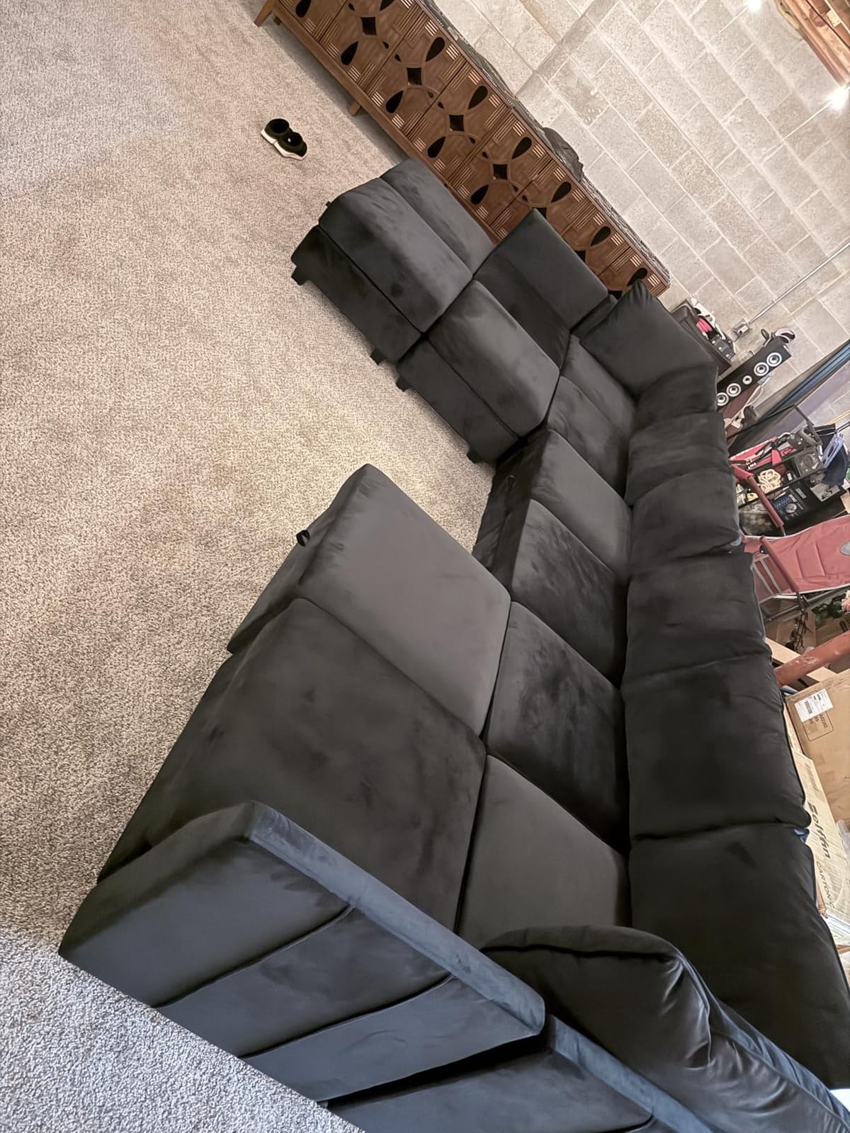 Belffin Oversized Modular Sectional Couch Sleeper Sofa with Storage Velvet Sectional Sofa Bed for Living Room, 12 Seats, Black customer photo 1