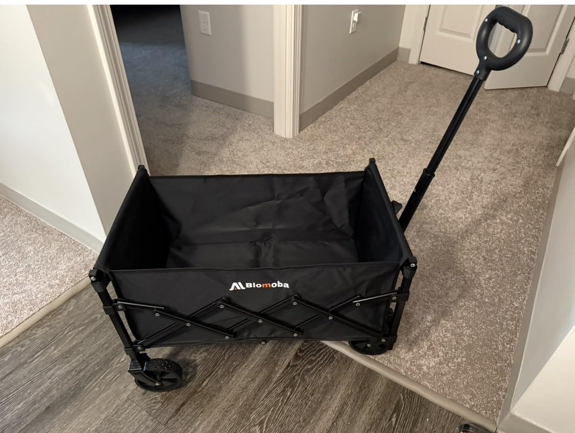 Blomoba Folding Wagon Cart with Wheels, 220lbs Utility Wagon Cart, Black customer photo 1