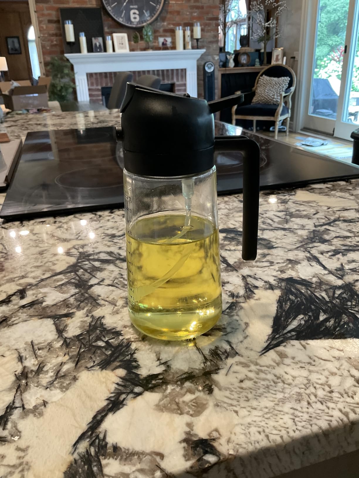 TrendPlain 16oz/470ml Glass Olive Oil Sprayer for Cooking - 2 in 1 Olive Oil Dispenser for Kitchen Gadgets, Air Fryer, Salad, and BBQ - Bubblegum customer photo 2
