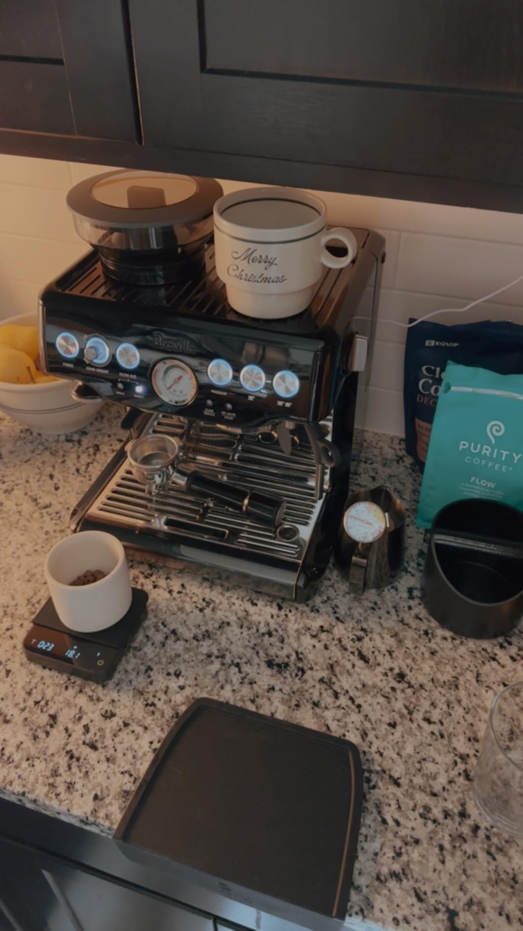 Mini Coffee Scale with Timer - Digital Barista Weight Scale with Designer-Patterned Tamper Mat, 0.1g High Precision, Portable & Rechargeable for Espresso, Pour Over, Drip, and Kitchen Brewing Use customer photo 2