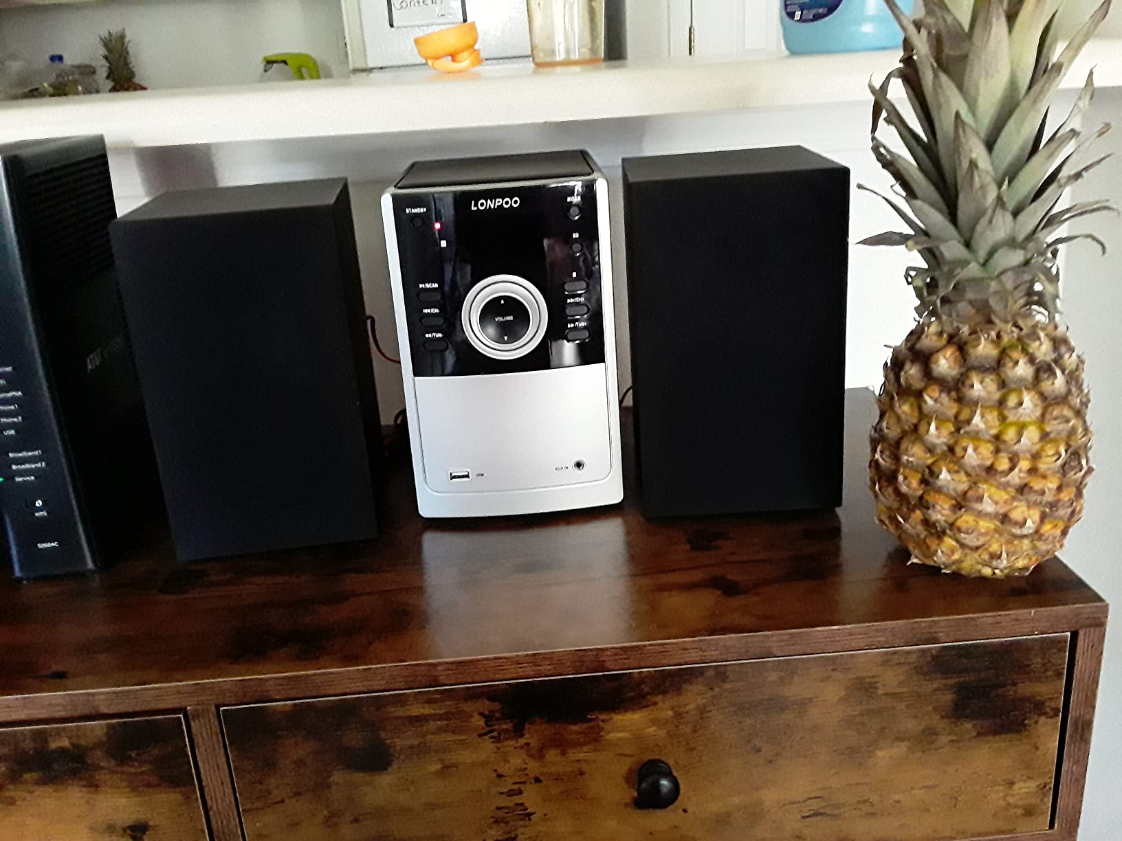 Compact Stereo System Speakers with CD Player, Bluetooth, FM Radio, Aux-in, USB-in, Earphone Jack, DSP-Tech, Remote, 30W Crisp-Sound Shelf Stereo System for Home (LP-886) customer photo 1