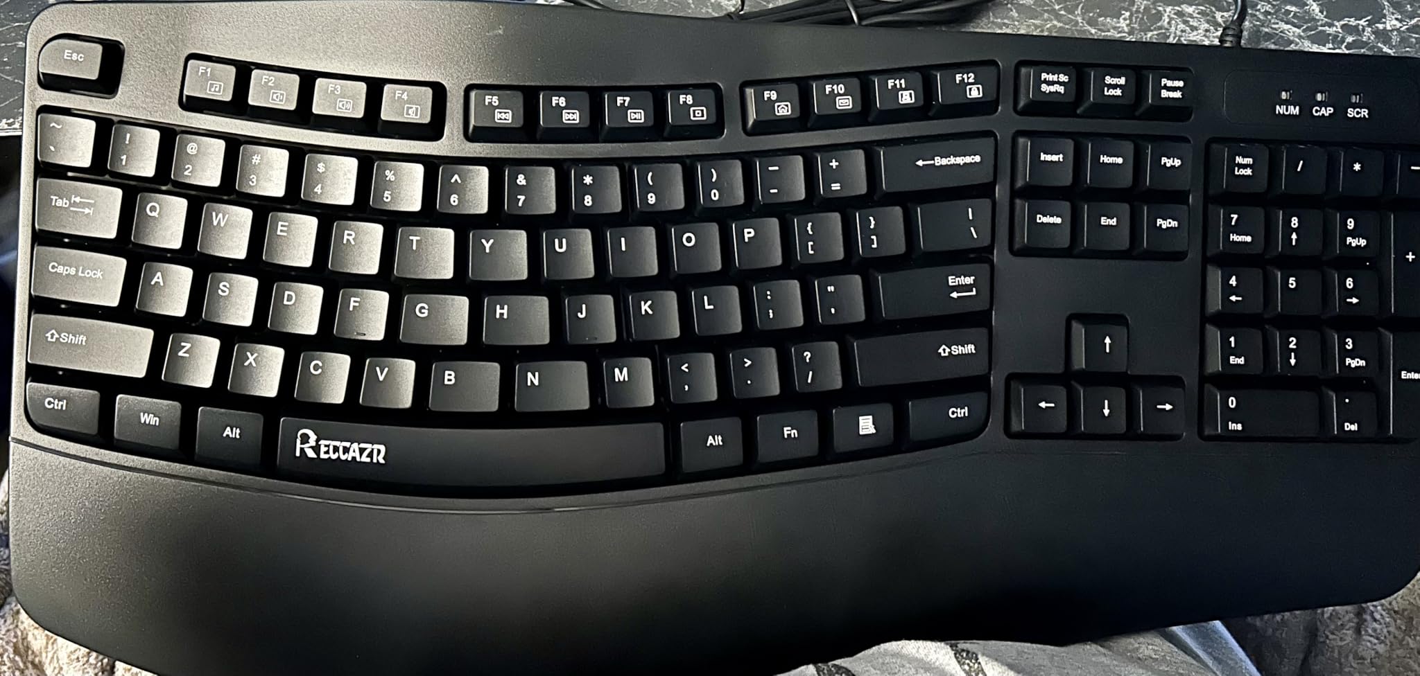 RECCAZR Ergonomic Keyboard, Wired Computer USB Keyboard with Wrist Rest | Spill-Resistant, Wave Keys for Natural Typing, Compatible with Windows/PC/Laptop(Black) customer photo 2
