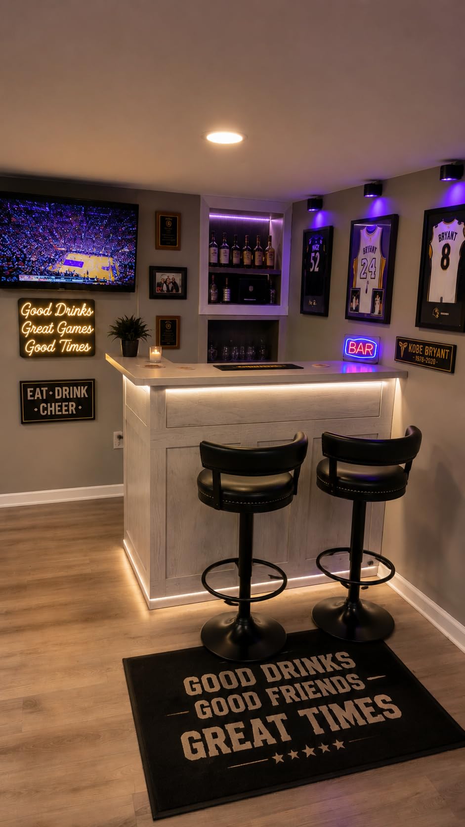 Tribesigns Bar Cabinet, L-Shaped Home Bar Table with Stemware Racks, 4-Tier Corner Bar Unit Liquor Wine Bar Table Reception Desk for Home Pub, Rustic Brown customer photo 1