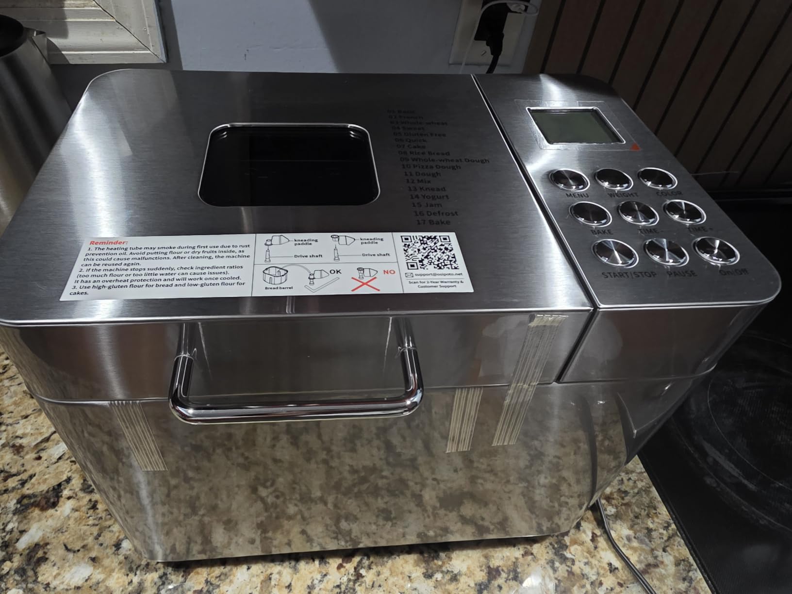 OSIPOTO 2LB Bread Maker, 17 in 1 Automatic Stainless Steel Bread Machine | Non-stick, Beginner-Friendly Controls, 15 Hour Timer, Easy to Clean Low Noise, High Success Rate for Homemade, LCD Display customer photo 1