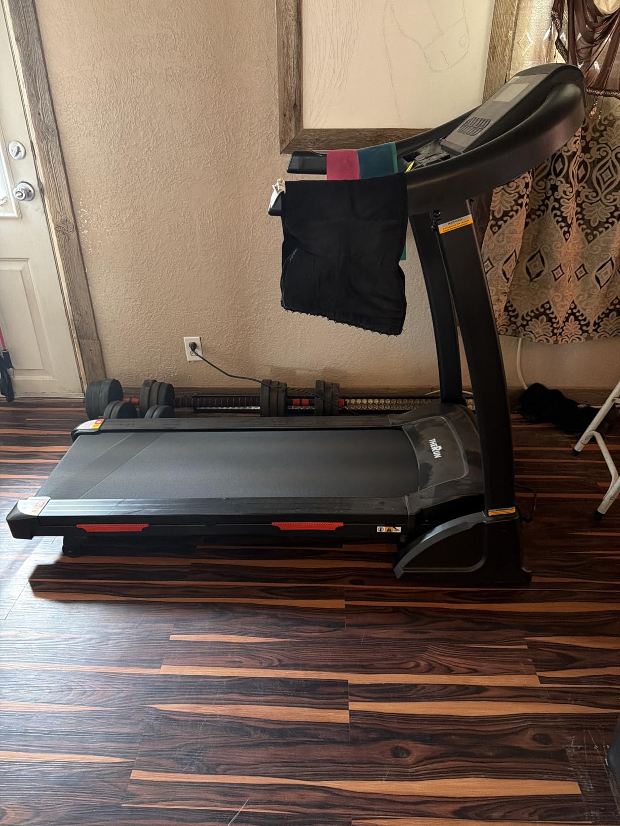 THERUN Treadmill Folding Incline Treadmill 16% Running Treadmill for Home | 16% auto, 400lbs capacity, 4.0HP, with App, heart rate, wide belt, treadmill with cup holder, hydraulic folding customer photo 1