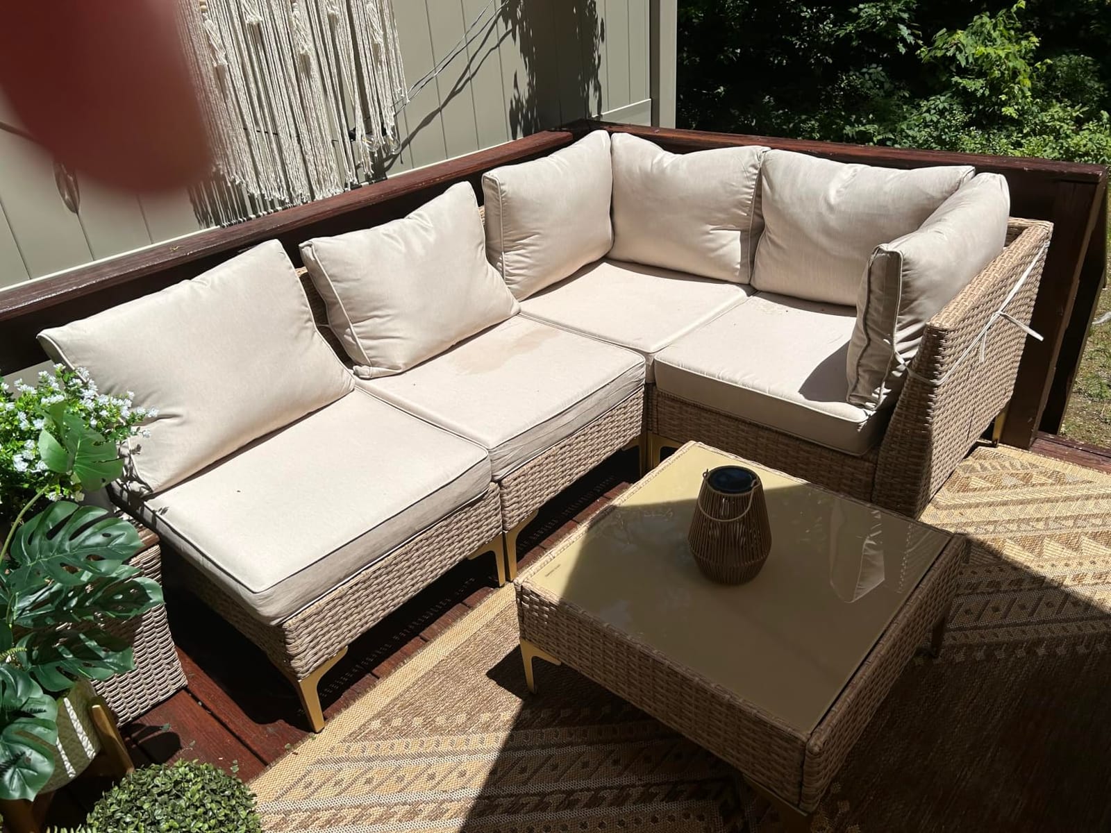 JOYURE 7 Piece Wicker Patio Furniture Set, Outdoor Conversation Sectional Sofa w/Coffee Table, All-Weather Outdoor Sofa with Thick and Anti-Slip Cushions for Deck, Poolside, Garden, Beige customer photo 1