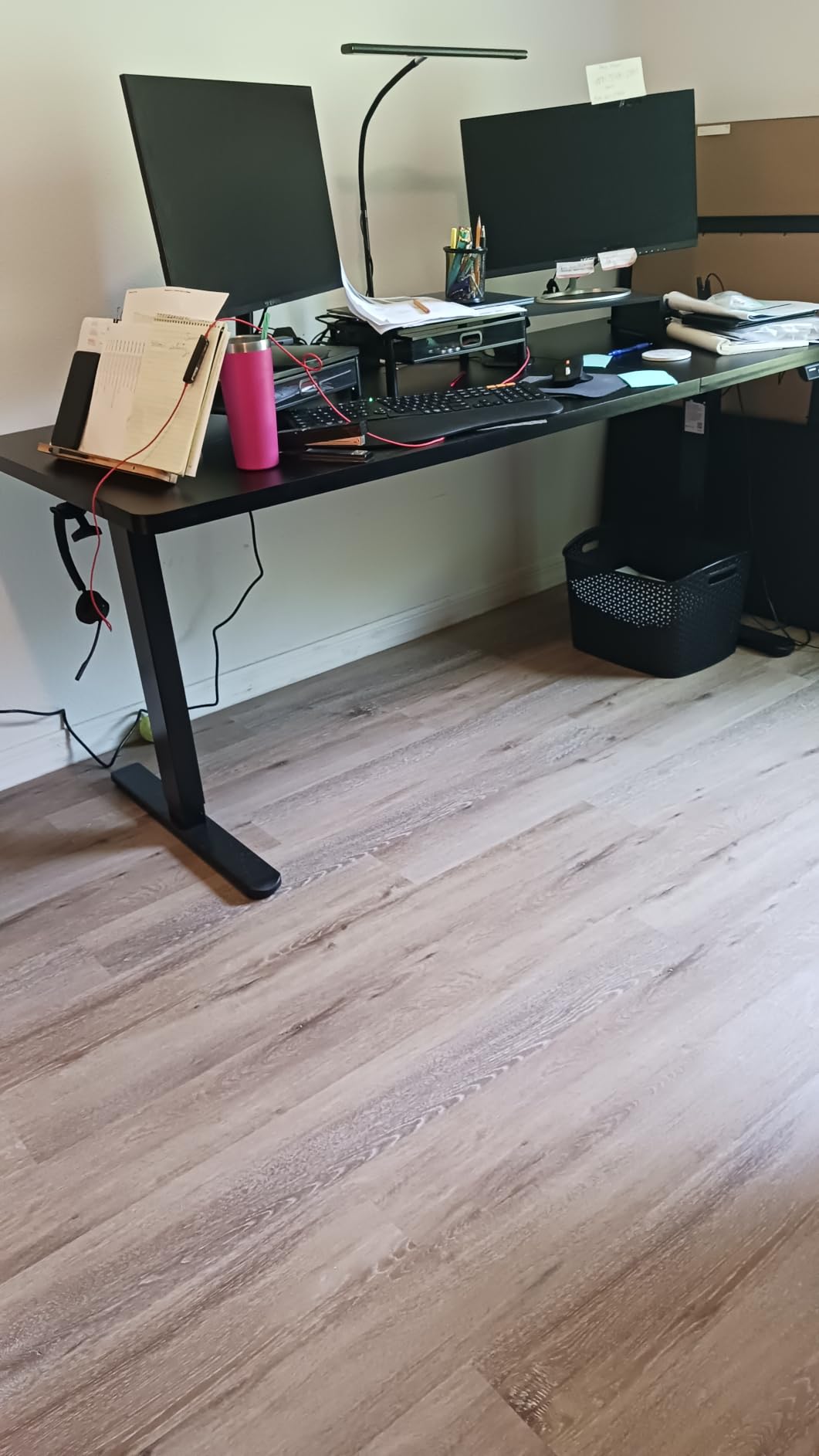 HUANUO 60 x 30 Inch Large Electric Standing Desk, Brushless Motor, Black | 30 Inch Deep Desktop, 220 lb Capacity, 4 Memory Presets, Cable Tray, Dual Hooks, Height 27.9-46.5 Inch customer photo 1