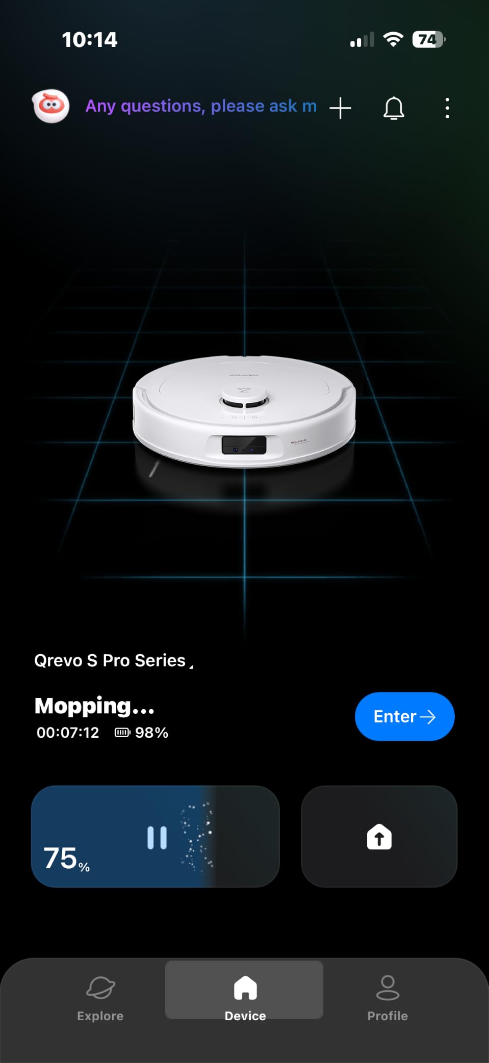 roborock Qrevo Series Robot Vacuum and Mop, Upgraded from Qrevo S | 8000Pa Suction, Anti-Tangle Brushes, Smart Obstacle Avoidance, Auto Mop Washing, All-in-One Dock, Spinning Mop, Black(QV 35A) customer photo 2