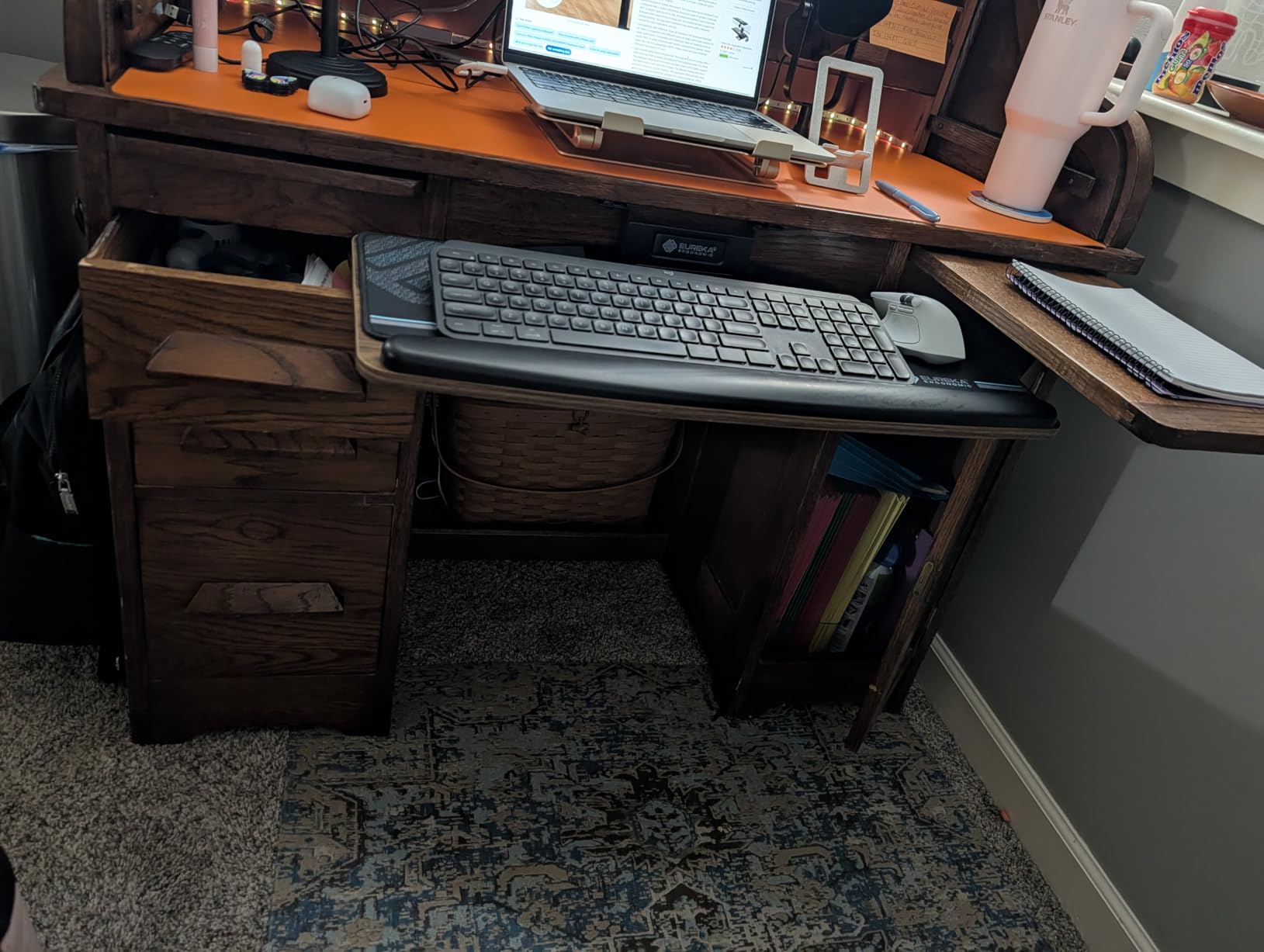 EUREKA ERGONOMIC Keyboard Tray Height Adjustable, Swivel Tilt Computer Keyboard Drawer Under Desk, 25x9.13'' Sliding Keyboard & Mouse Platform with Mouse Pad for Typing, Black customer photo 2