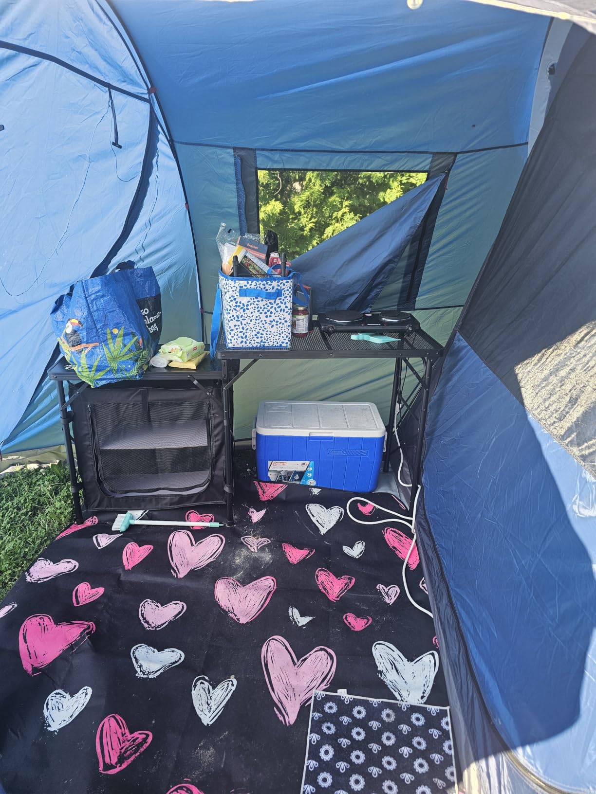 Nice C Camping Kitchen Table, Portable Folding Camp Cook Station (Black) | Grill Table for Blackstone Griddles, Storage Organizer, Light Pole, Outdoor, Picnic, Beach, RV Traveling customer photo 1