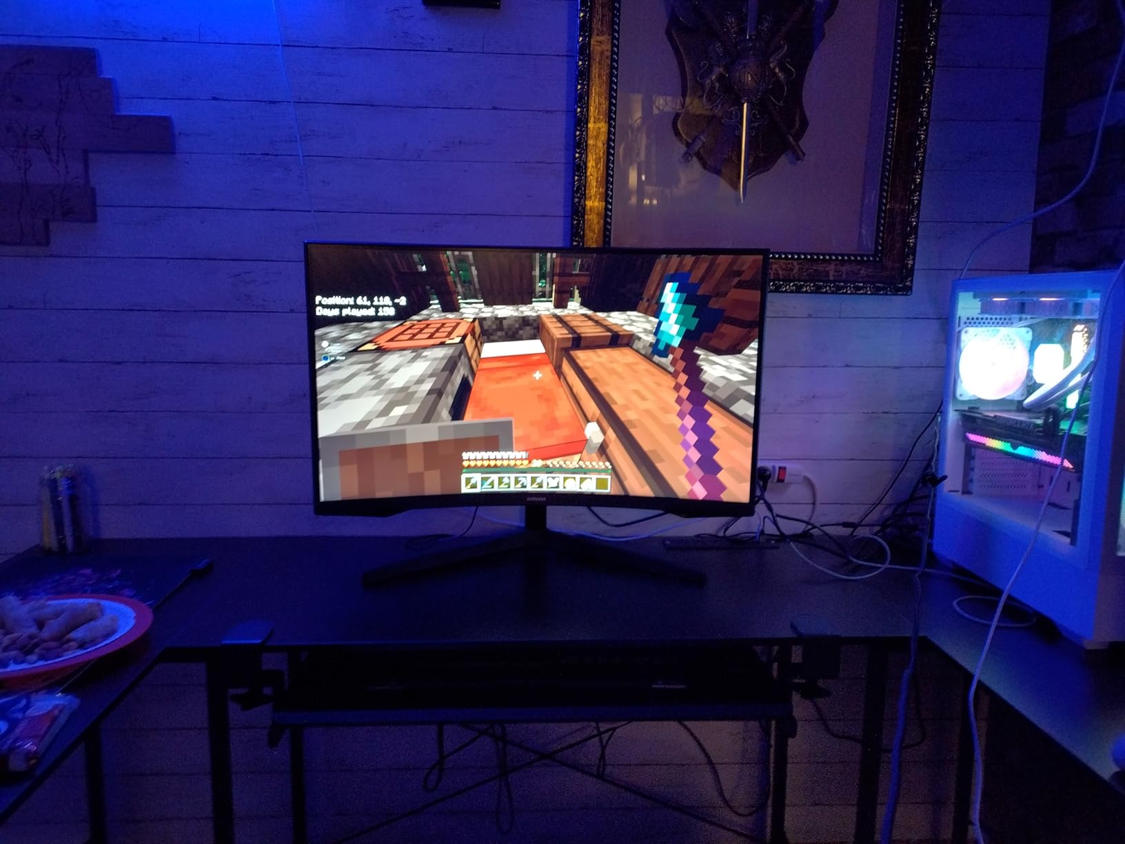 Pamray 71 Inch Large Gaming Desk with Power Outlets U Shaped Computer Desk | Spacious Workspace with USB Charging Ports & Pegboard & Headphone Hooks Suitable for PC Gaming Office Work Study and Writing customer photo 1