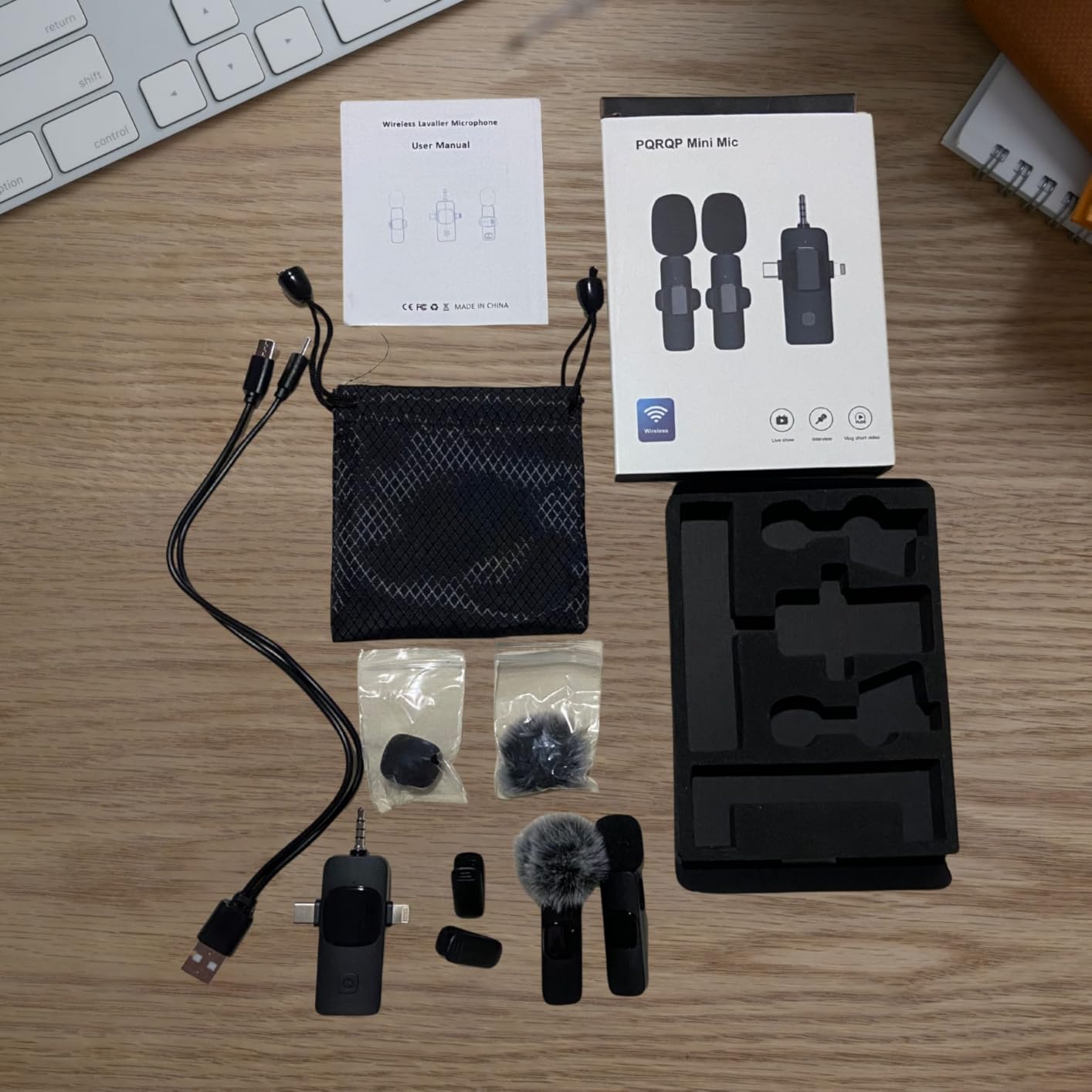 PQRQP 3 in 1 Professional Wireless Lavalier Microphone for iPhone/Android/Camera, Wireless Microphones, Mini Microphone, Crystal Clear Sound Quality for Recording, Live Streaming, Clips-Elegant Black customer photo 1