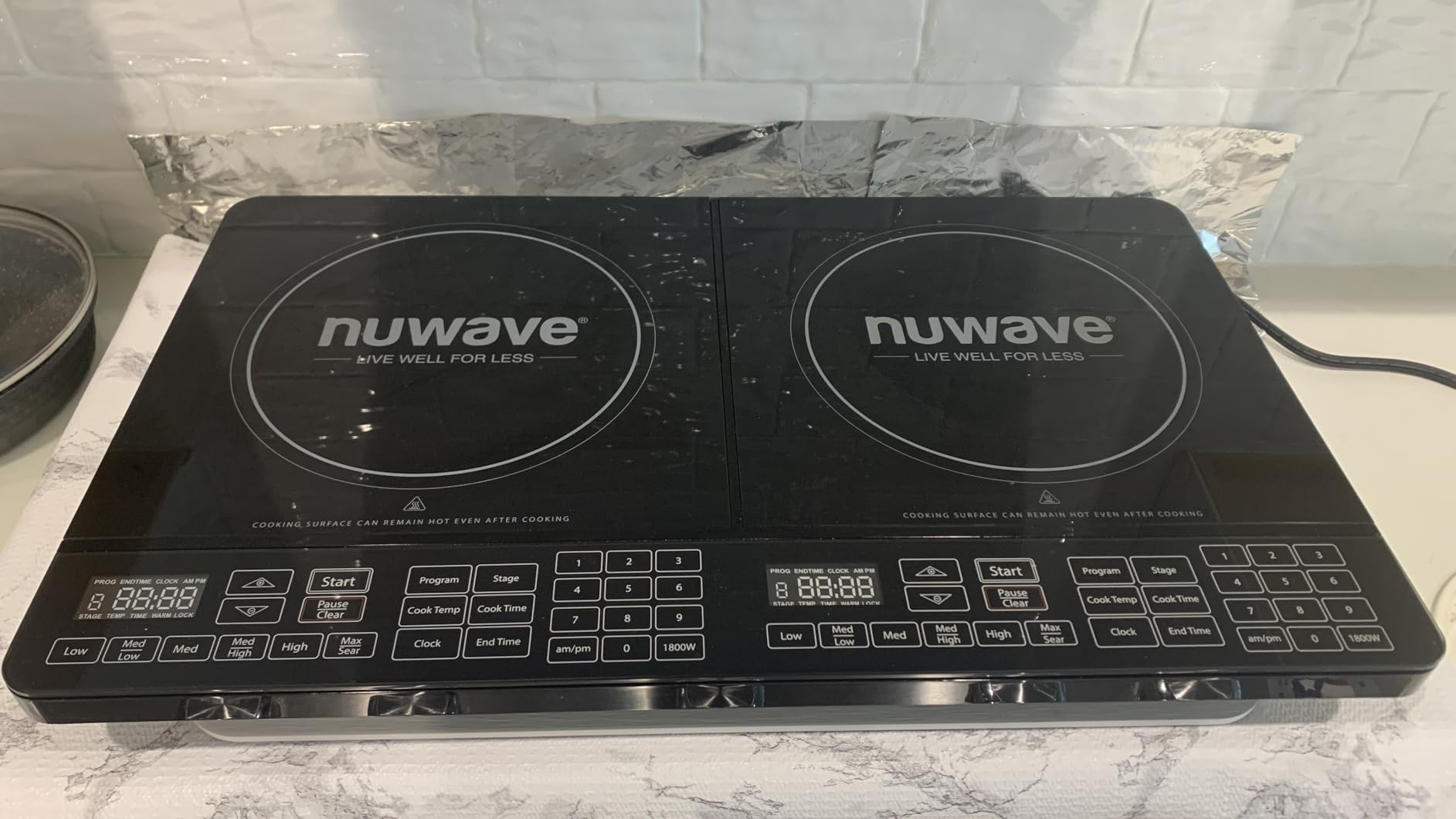 Nuwave Double Pro Cooktop Induction Countertop Burner, Portable, 50°F-575°F | 900/1500/1800W with Dynamic Watt Technology, 8