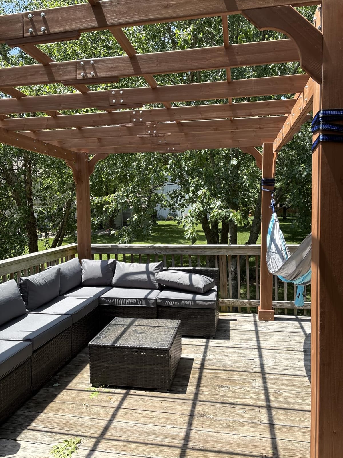 BlueWish 12' x 14' Cedar Wood Patio Pergola with Slatted Trellis Roof, Outdoor Pergola Backyard Gazebo with Solid Structure for Deck Yard Grill Party Garden customer photo 2