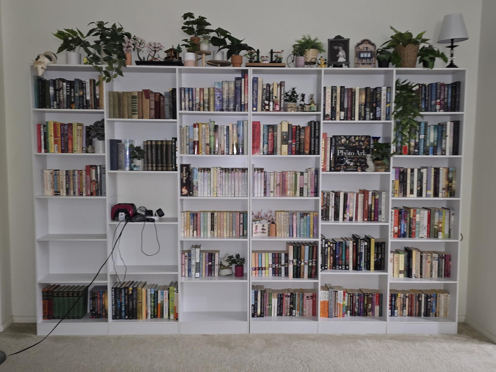 Triple Wide Bookshelf, Large Bookshelf with 17 Display Shelves, 74