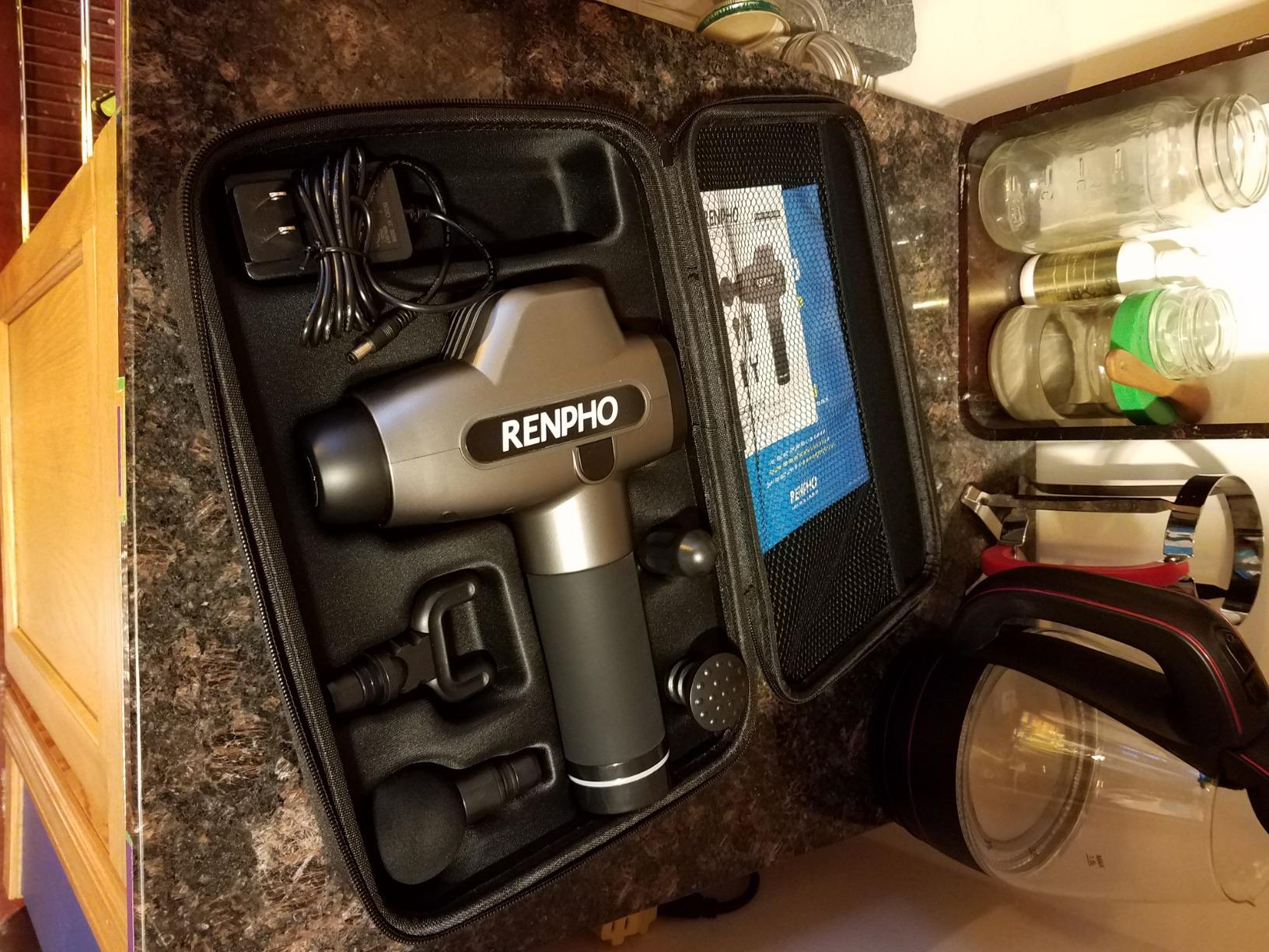 RENPHO Active+ Massage Gun, App-Controlled Guided Courses, Bluetooth | Handheld Percussion Massager, Deep Tissue Muscle Relaxation, 5 Speeds, 5 Heads, Carry Case, For Athletes, Gym and Travel customer photo 1
